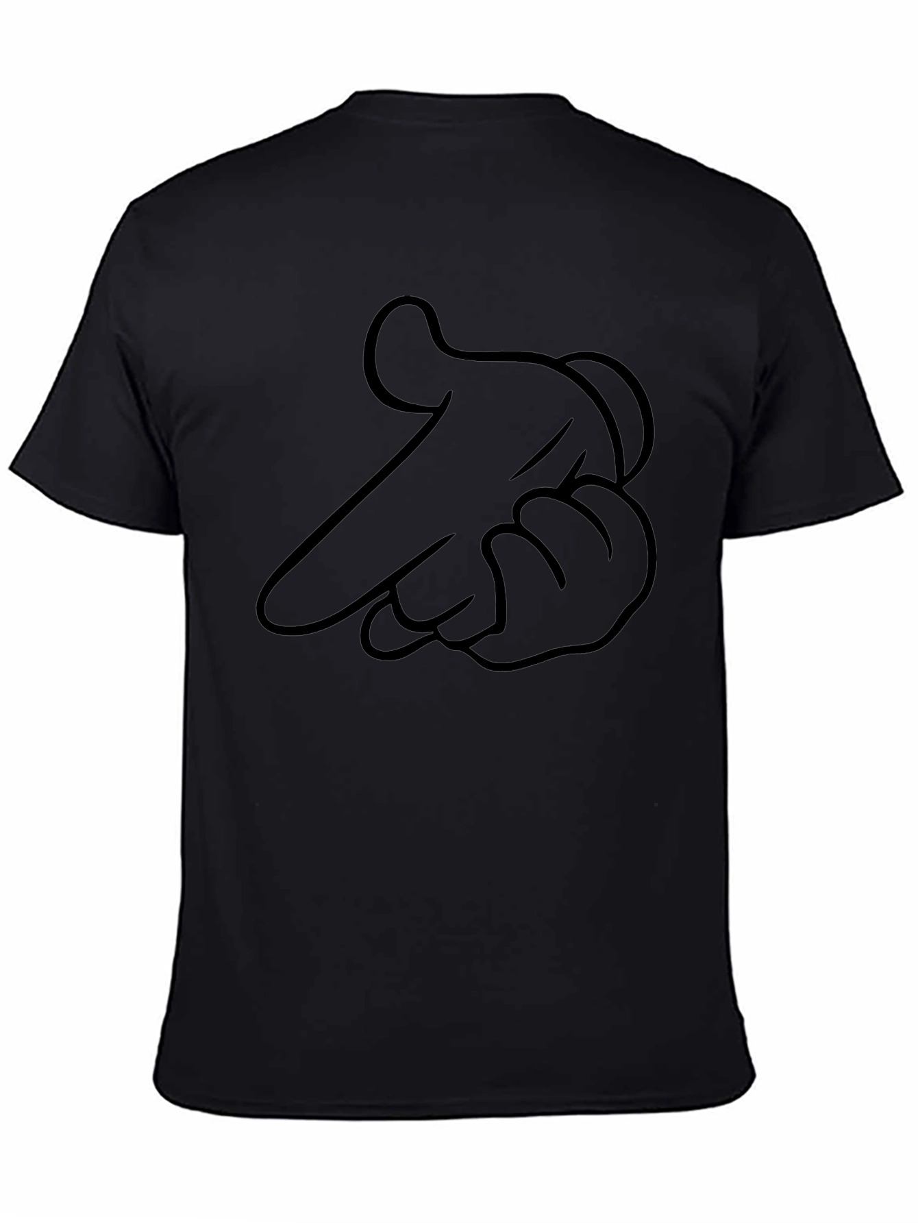 Cartoon Hand Gesture Graphic Black T-Shirt