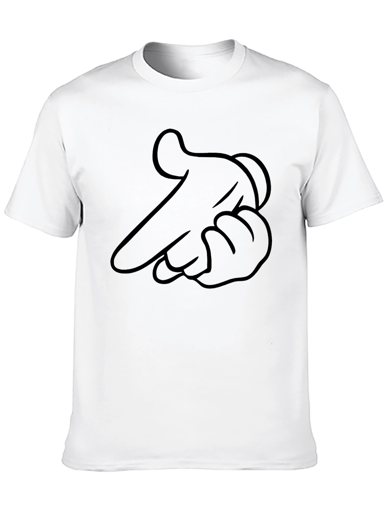 Cartoon Hand Gesture Graphic Black T-Shirt
