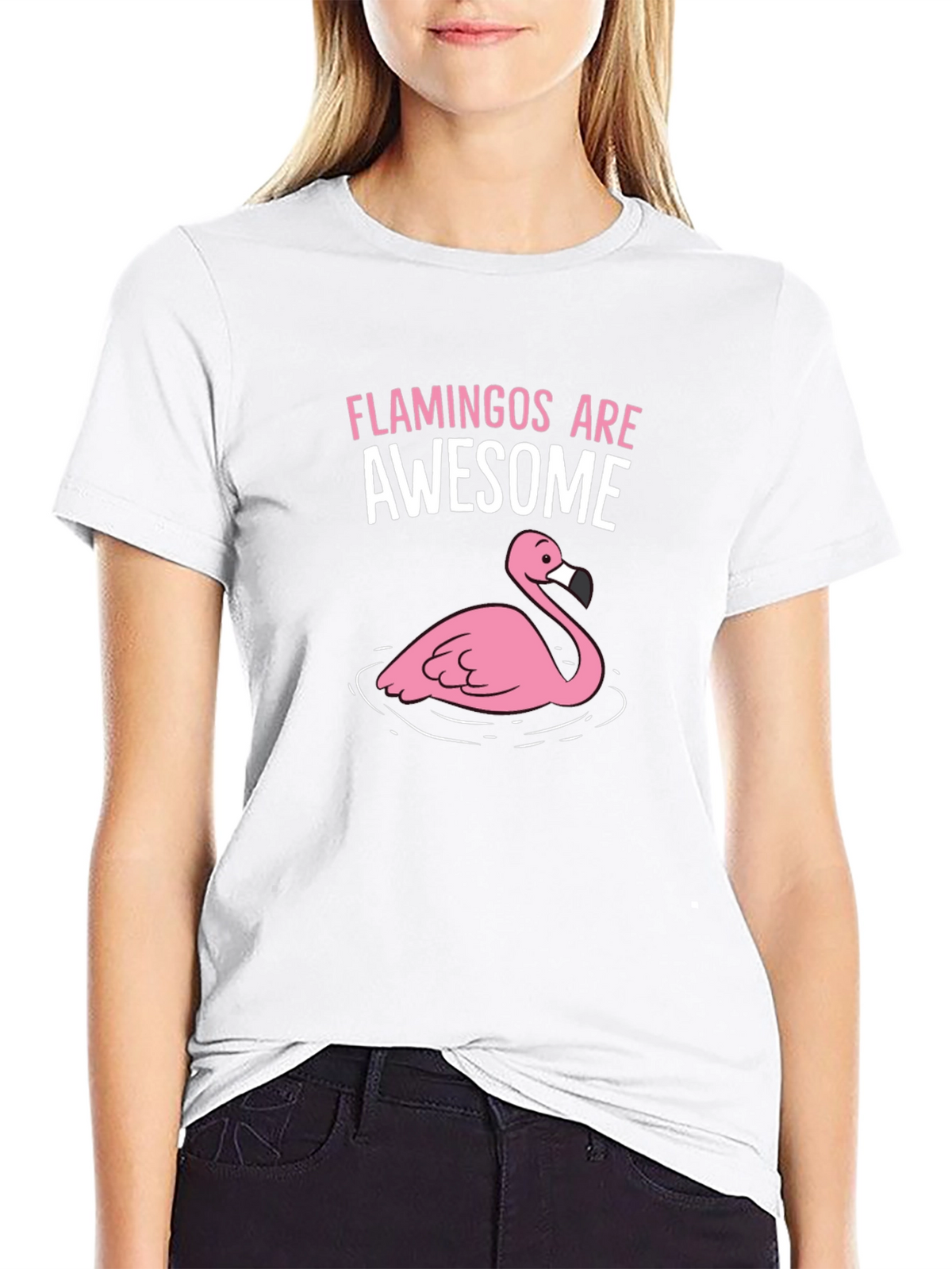Flamingos Are Awesome Graphic Tee - Black Cotton Shirt