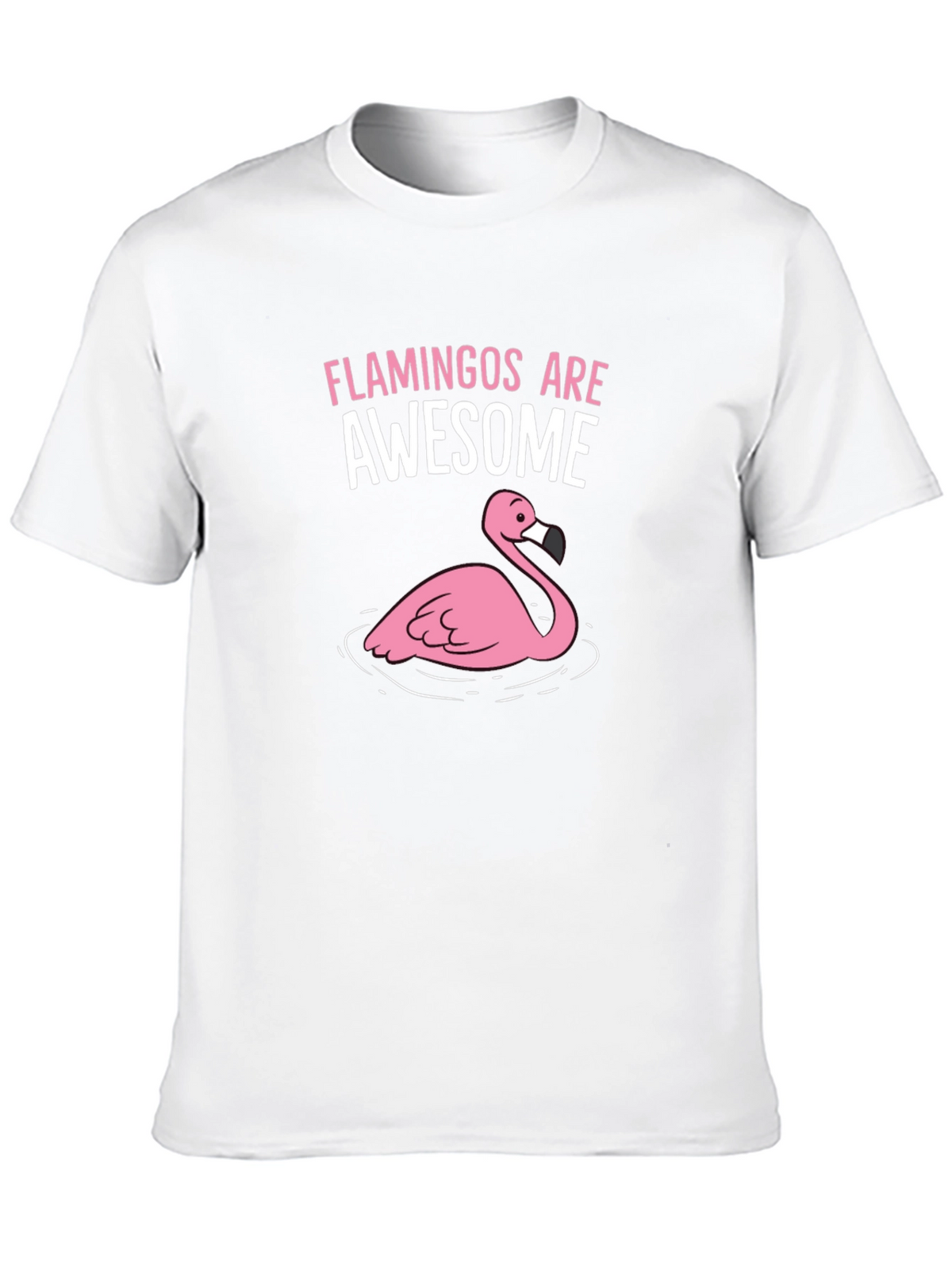 Flamingos Are Awesome Graphic Tee - Black Cotton Shirt