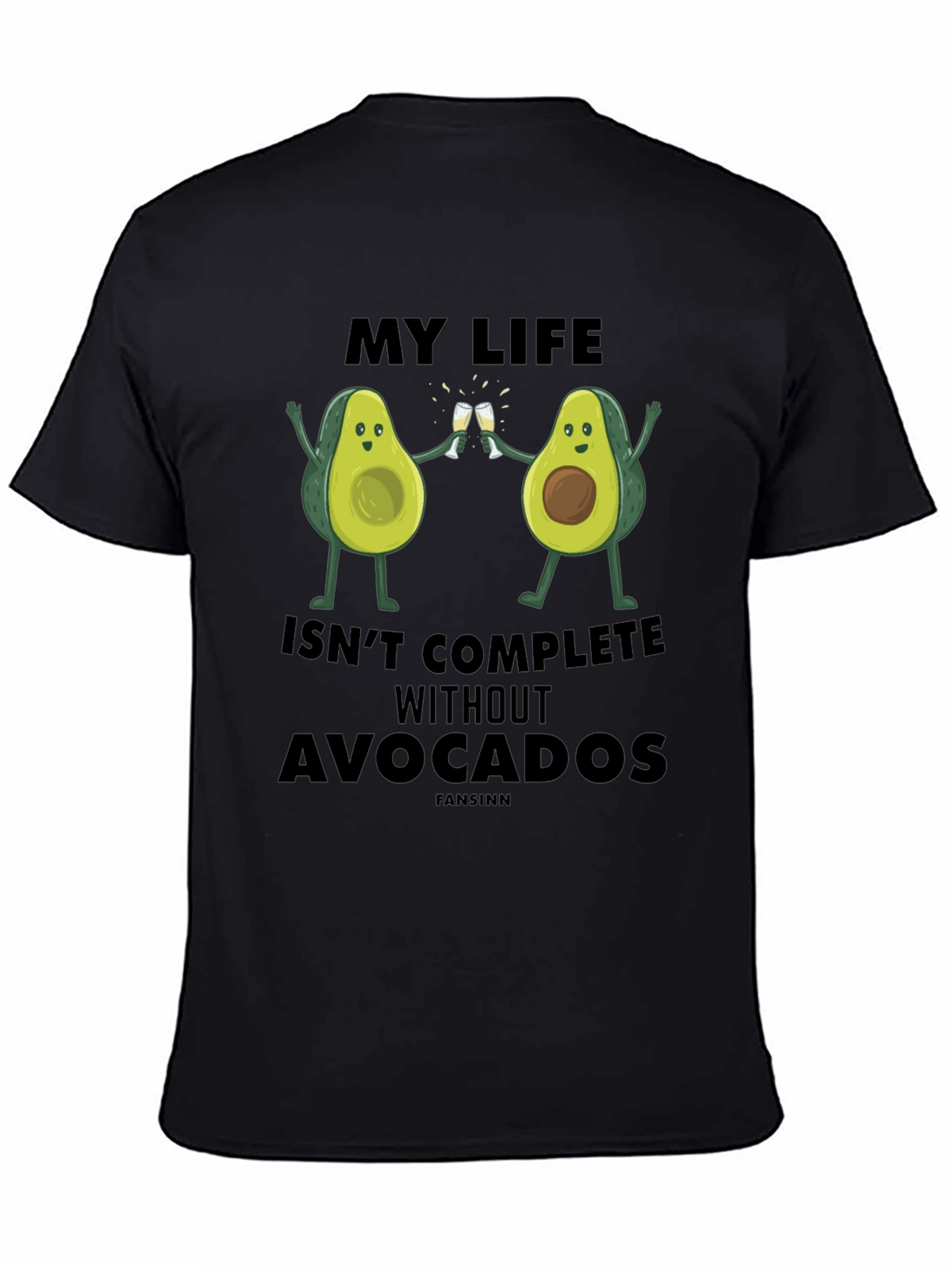 Avocado Life Mens Graphic T-Shirt - Black Cotton Tee