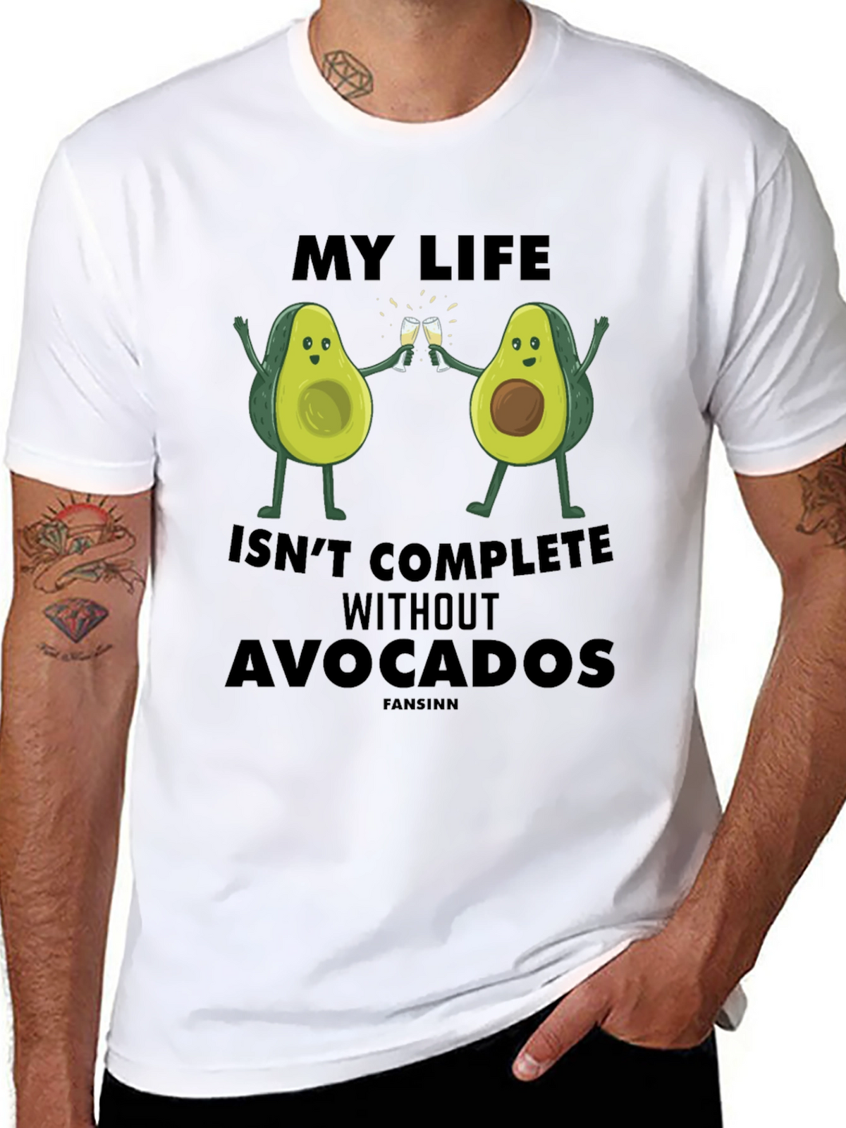 Avocado Life Mens Graphic T-Shirt - Black Cotton Tee