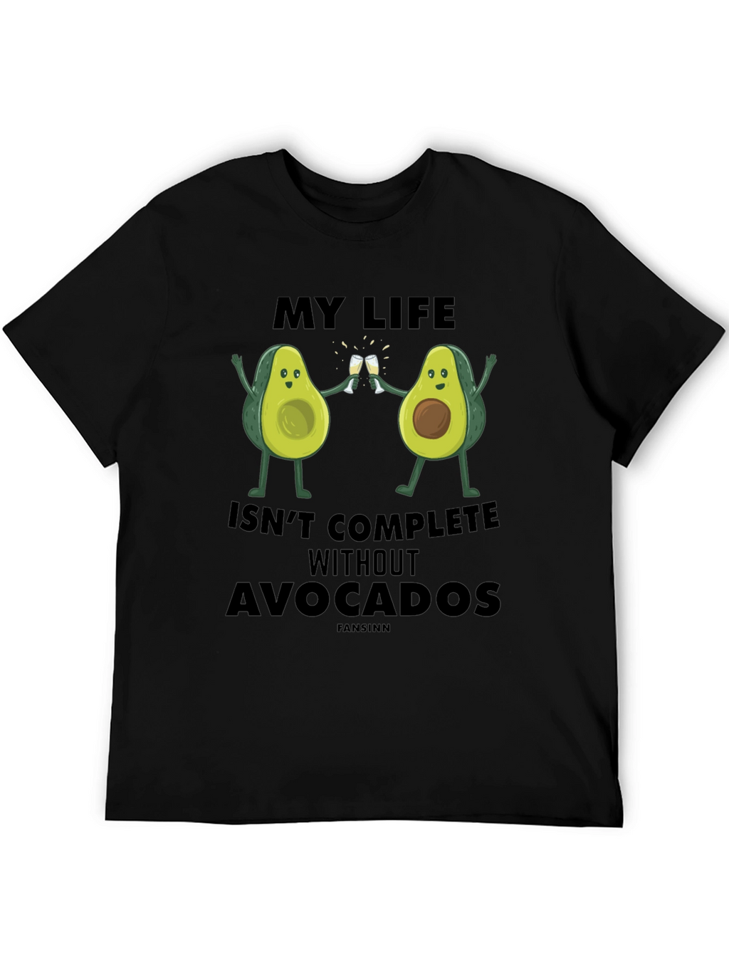 Avocado Life Mens Graphic T-Shirt - Black Cotton Tee