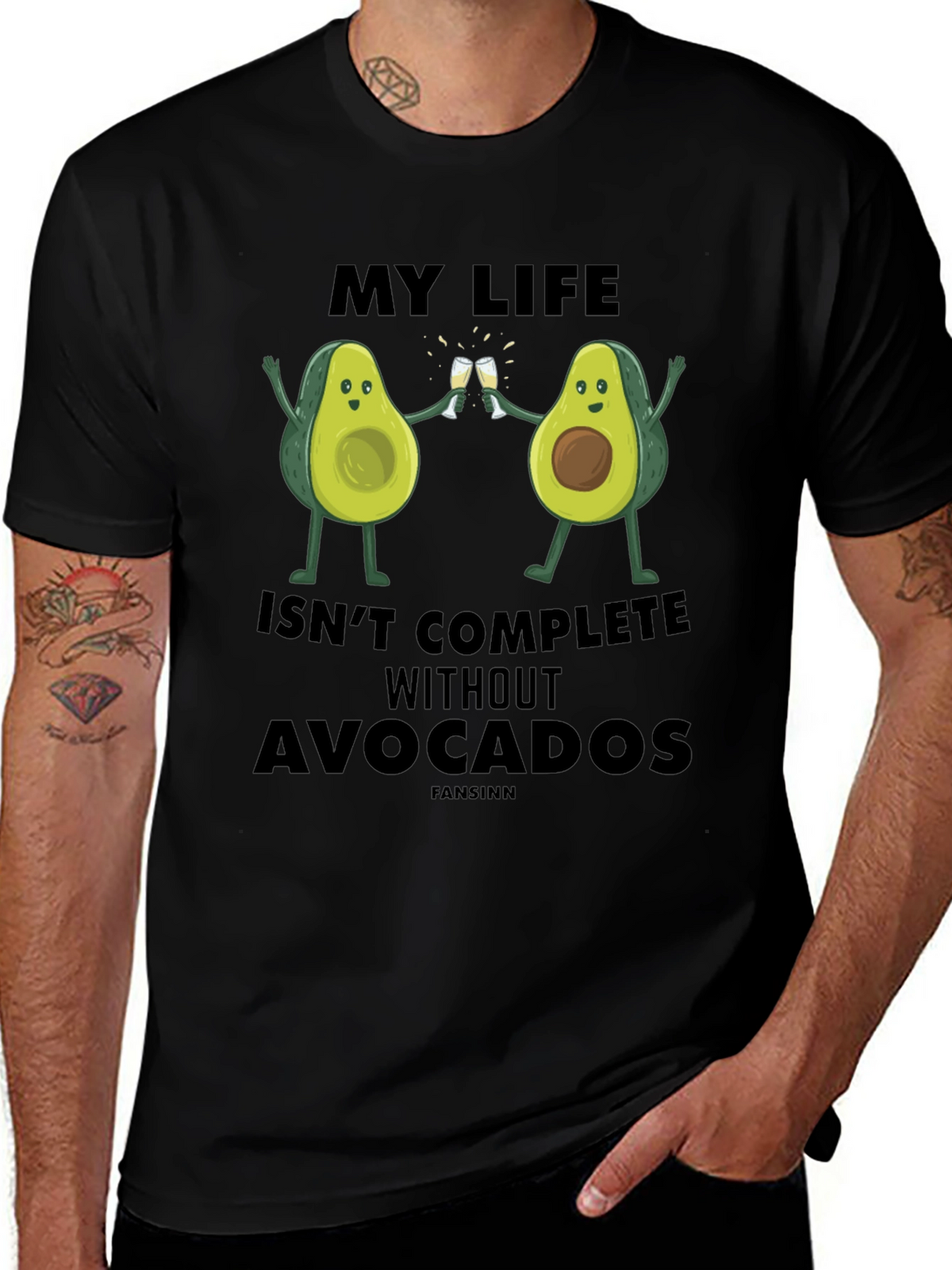 Avocado Life Mens Graphic T-Shirt - Black Cotton Tee