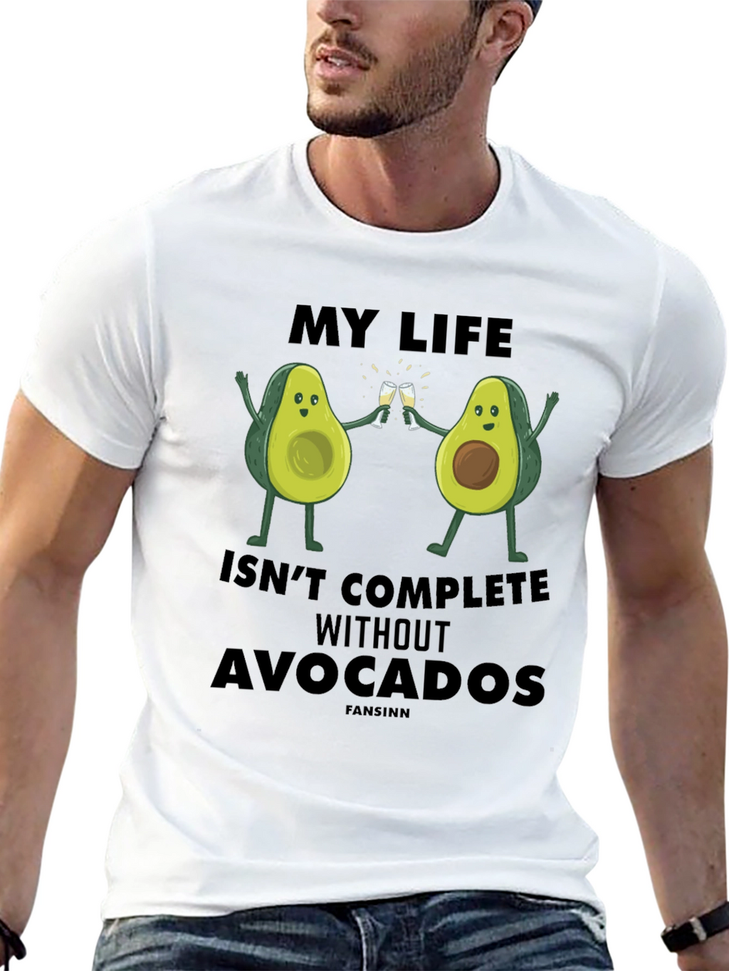 Avocado Life Mens Graphic T-Shirt - Black Cotton Tee