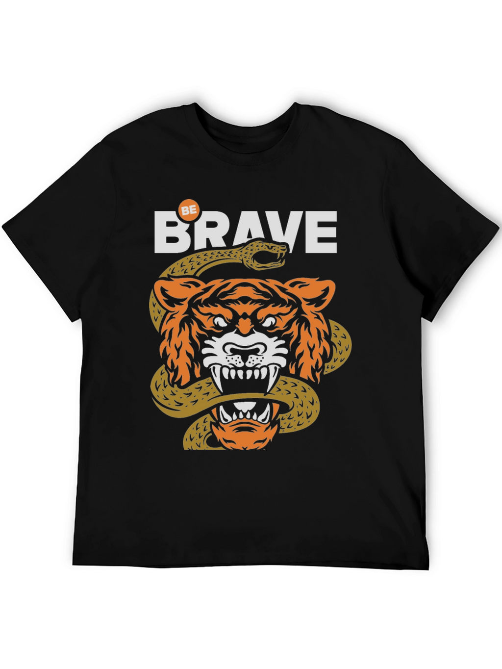Be Brave Tiger & Snake Graphic Black T-Shirt