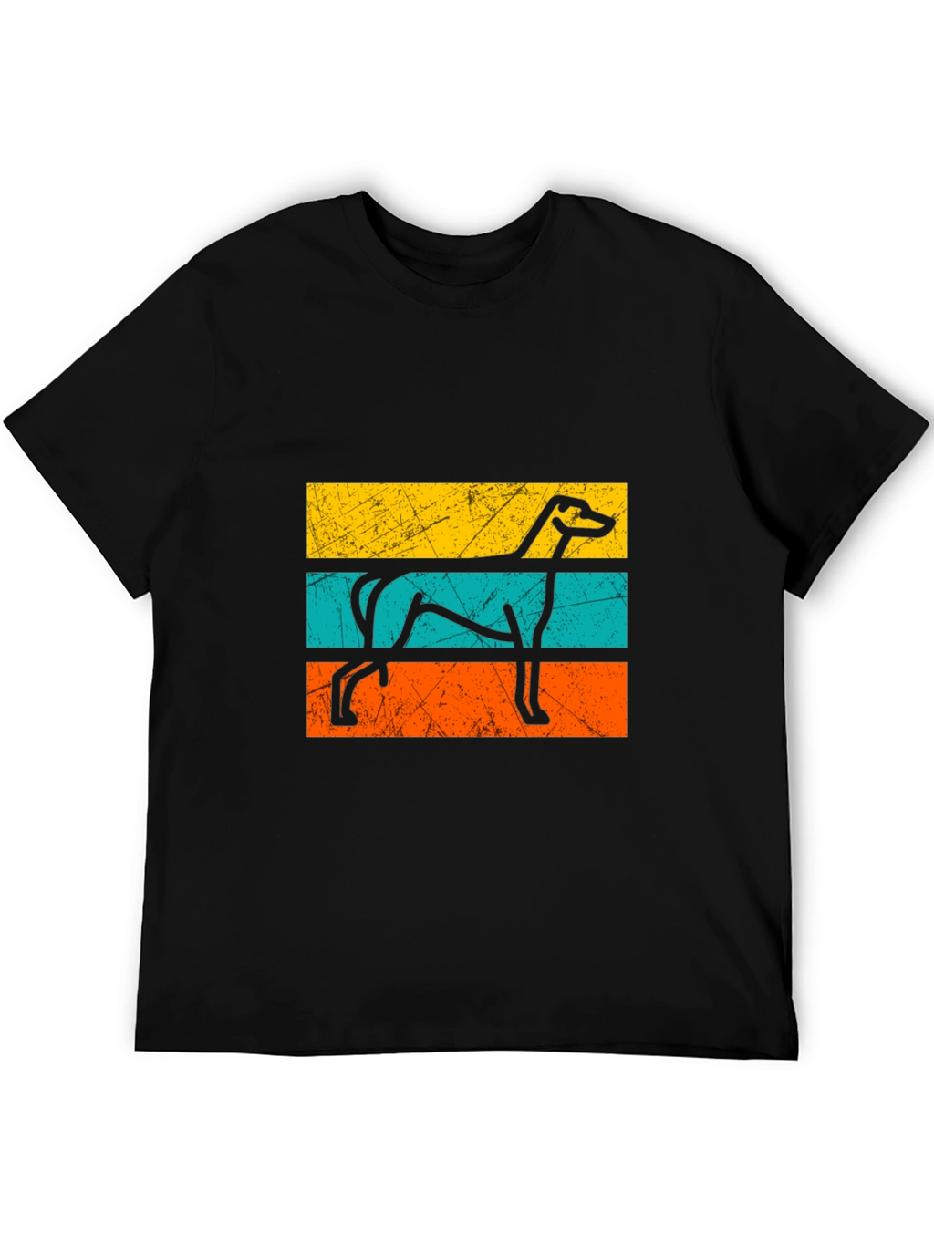 Retro Greyhound Dog Graphic Tee - Black