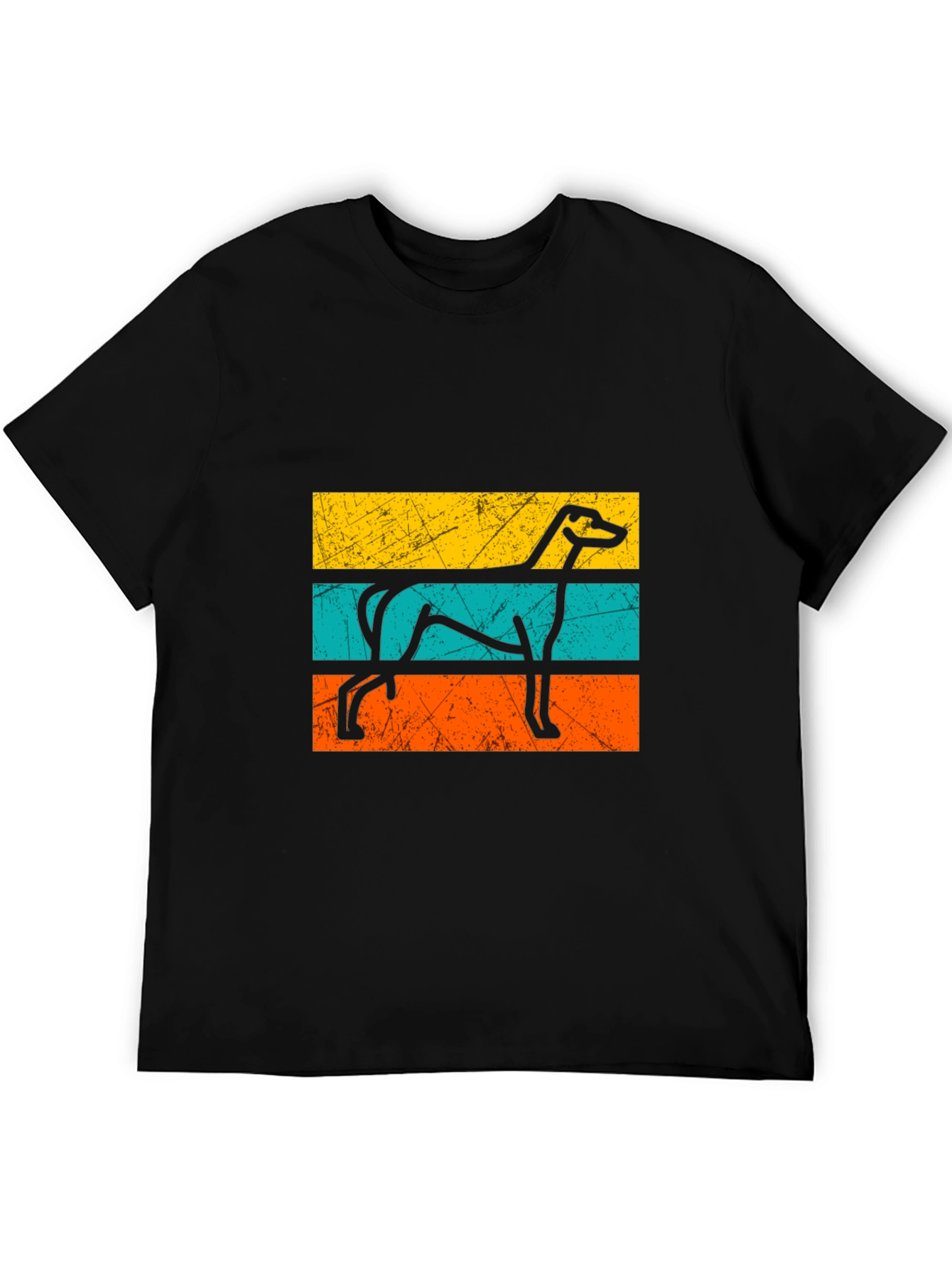 Retro Greyhound Dog Graphic Tee - Black