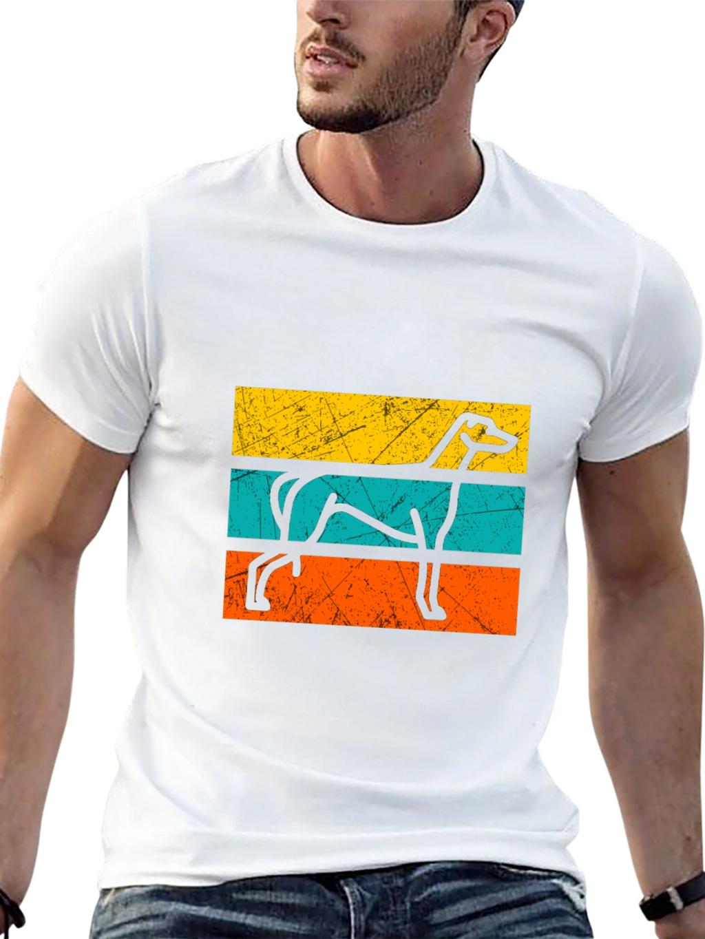 Retro Greyhound Dog Graphic Tee - Black