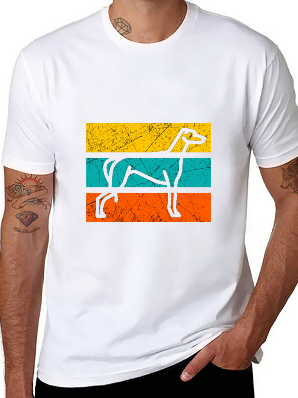 Retro Greyhound Dog Graphic Tee - Black