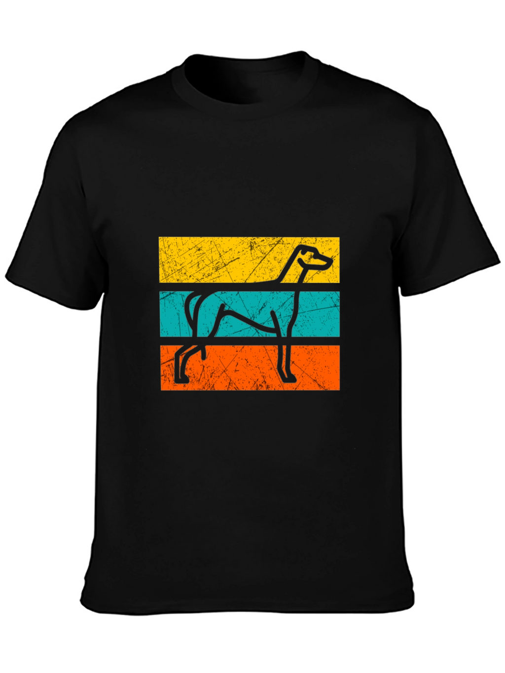 Retro Greyhound Dog Graphic Tee - Black