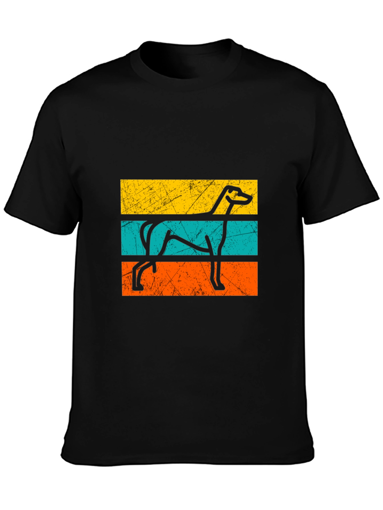 Retro Greyhound Dog Graphic Tee - Black