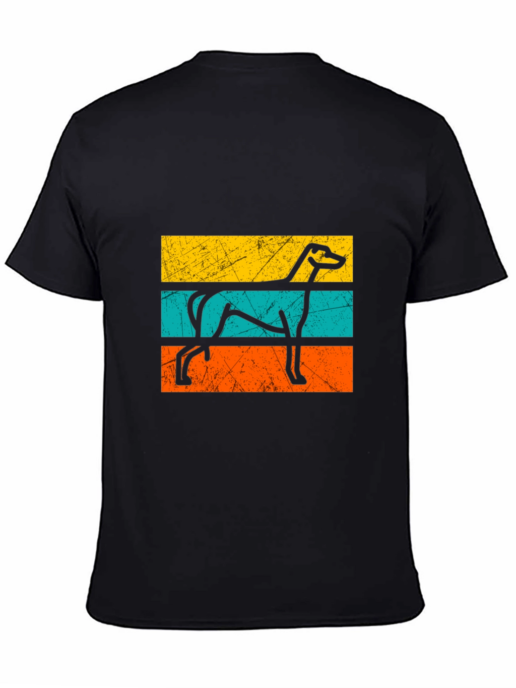 Retro Greyhound Dog Graphic Tee - Black