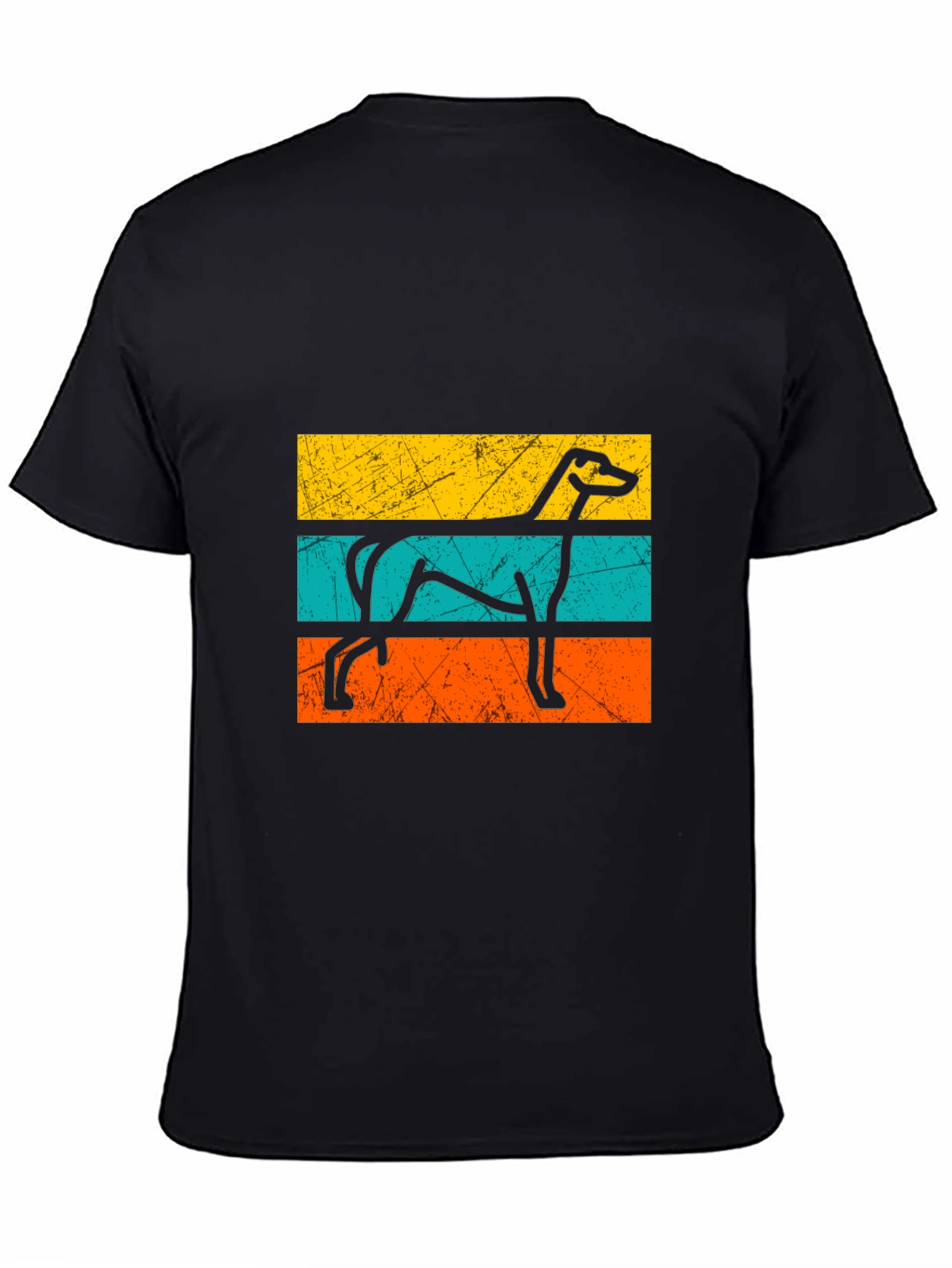 Retro Greyhound Dog Graphic Tee - Black