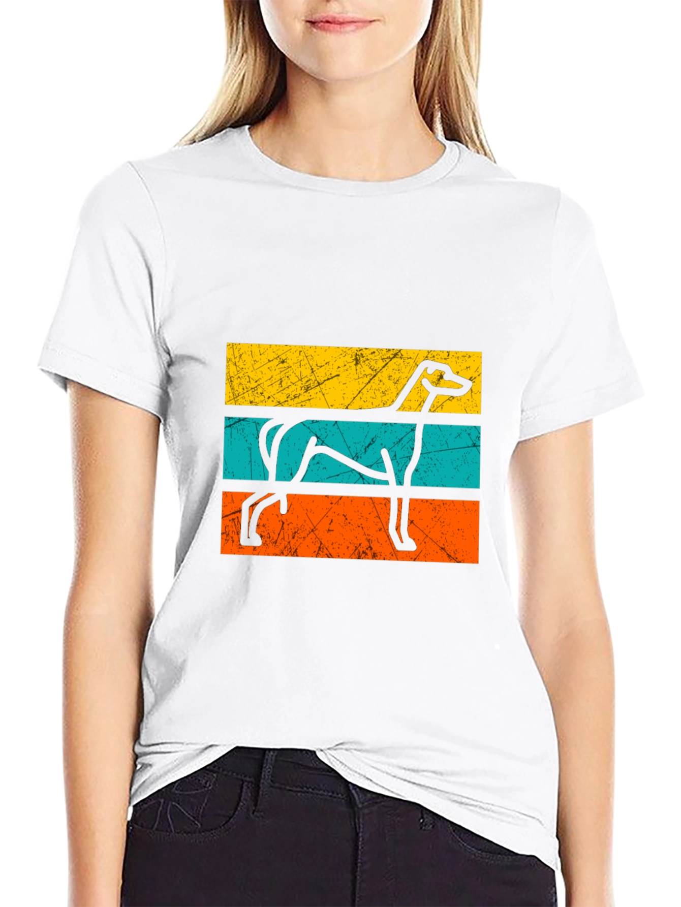Retro Greyhound Dog Graphic Tee - Black