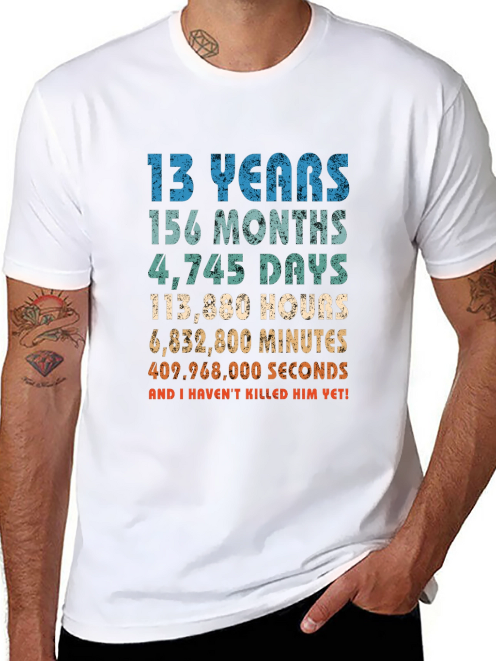Funny 13th Birthday T-Shirt - Havent Killed Him Yet!