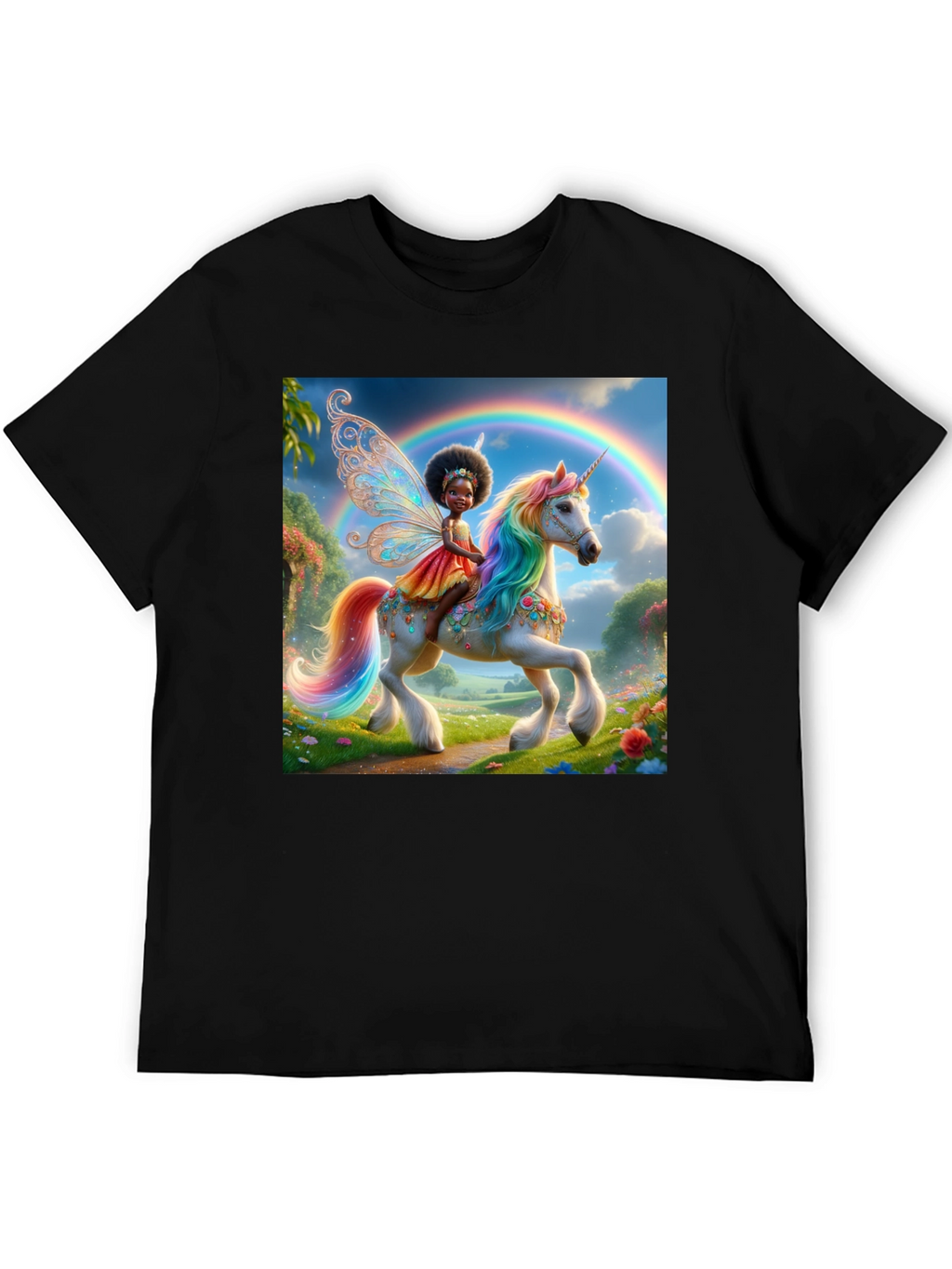 Unicorn Fairy Graphic Tee - Black