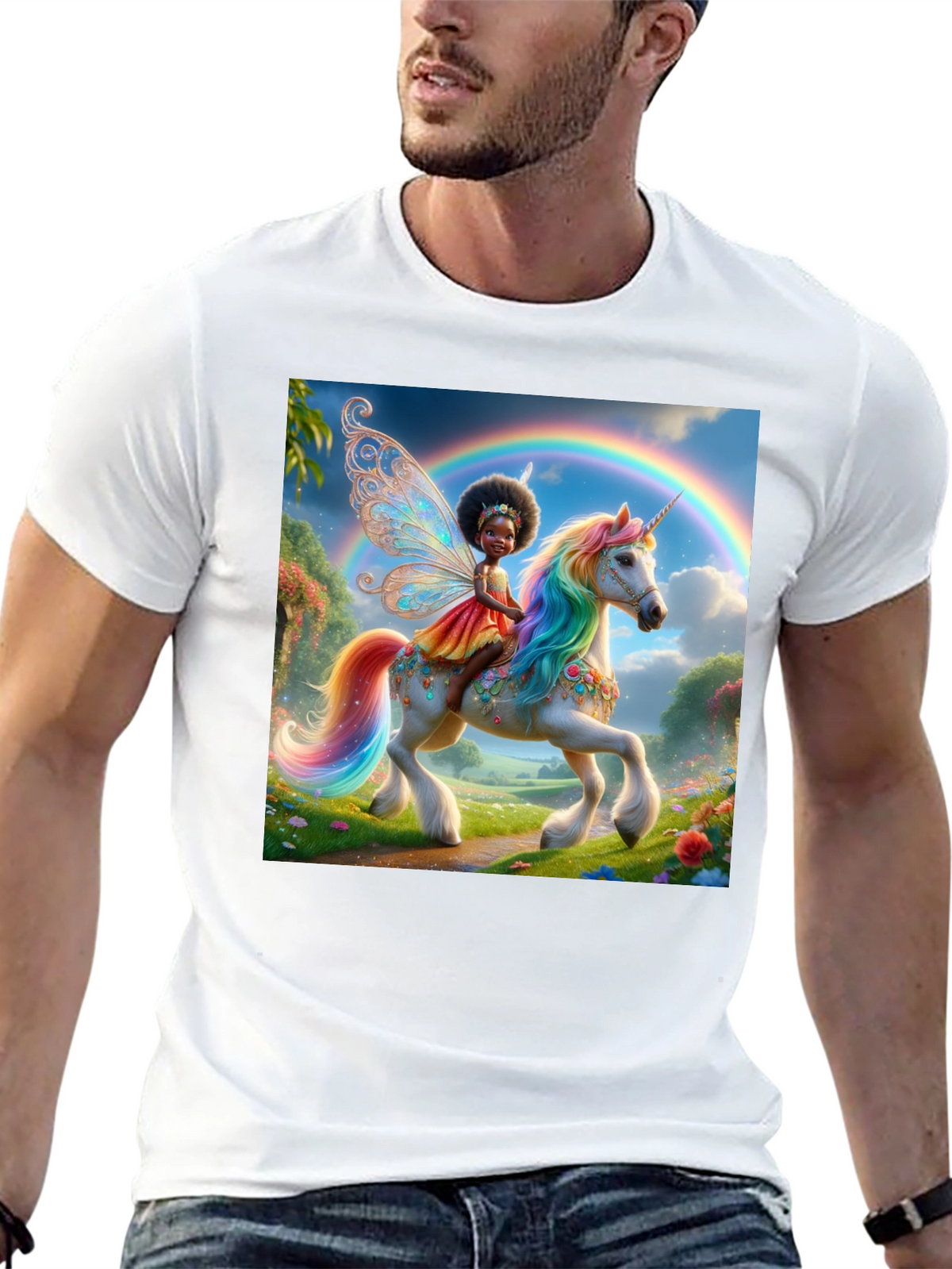 Unicorn Fairy Graphic Tee - Black