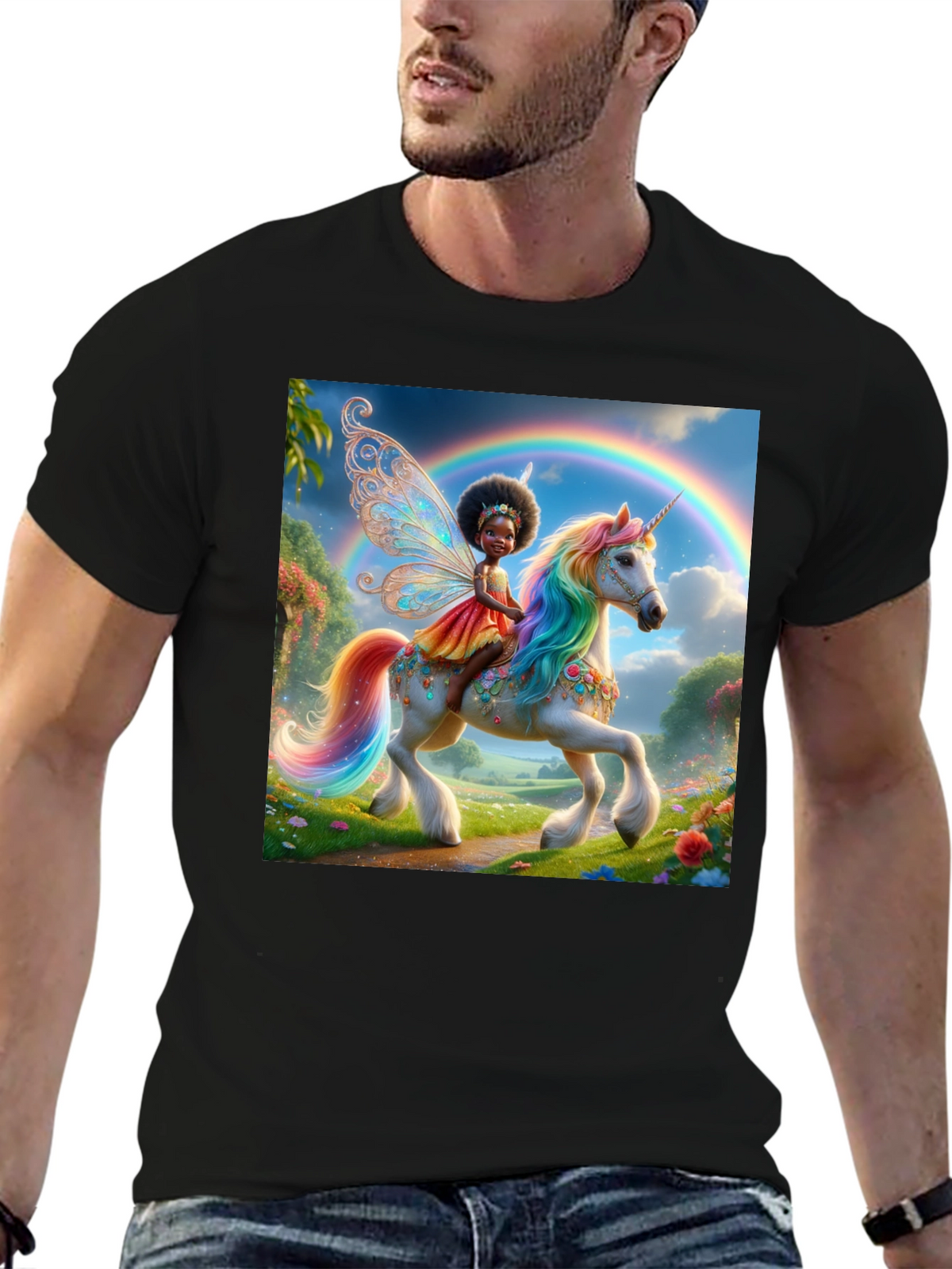 Unicorn Fairy Graphic Tee - Black