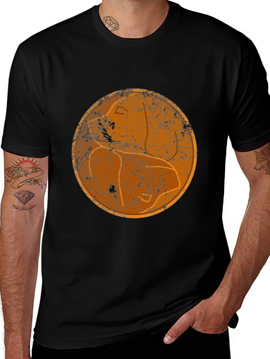 Retro Silhouette Graphic Black T-Shirt