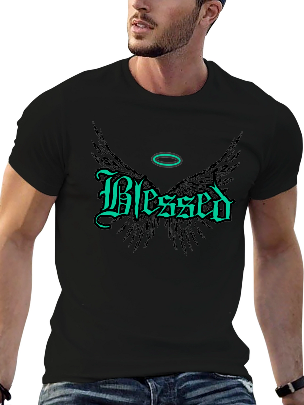 Blessed Wings Graphic Tee - Black