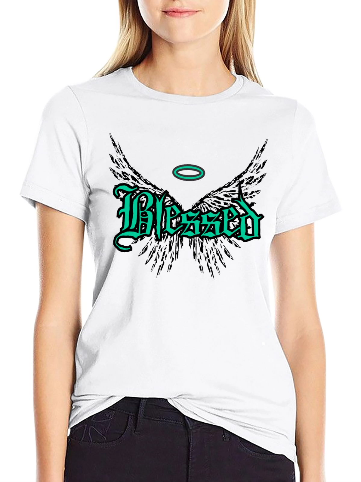 Blessed Wings Graphic Tee - Black