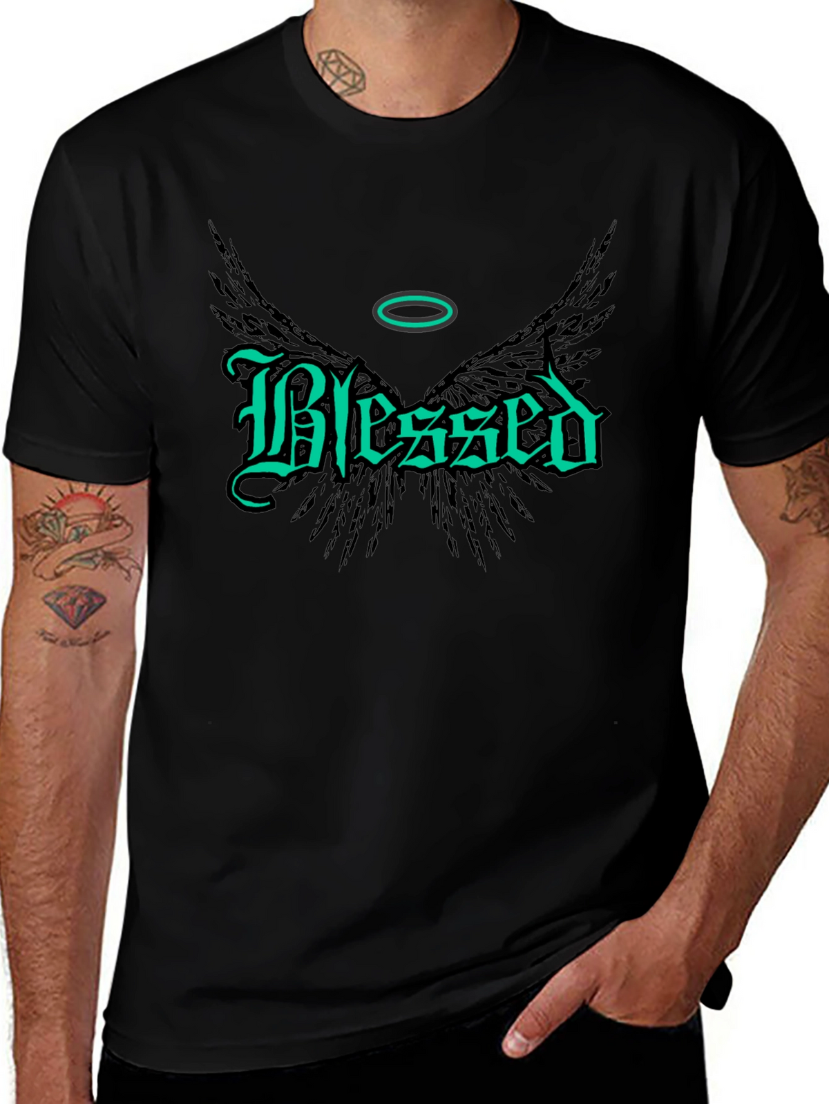 Blessed Wings Graphic Tee - Black