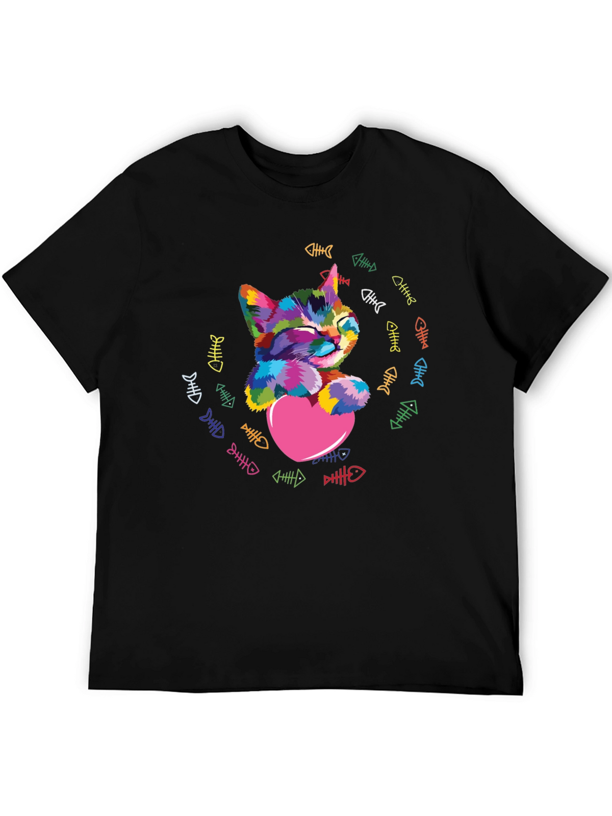 Colorful Cat Heart T-Shirt