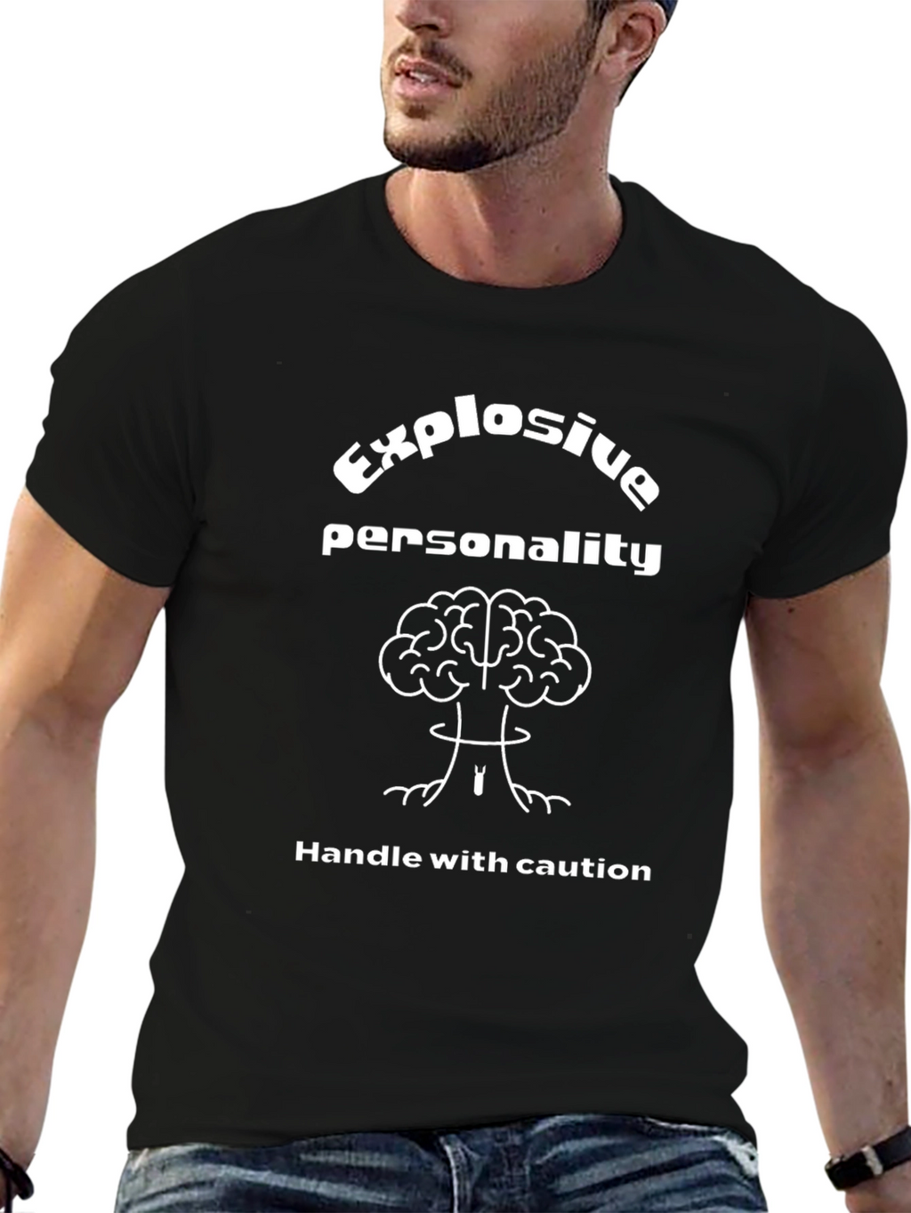 Explosive Personality Graphic Tee - Handle With Caution