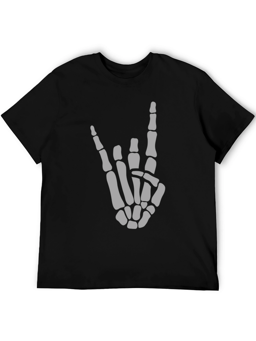 Skeleton Hand Rock On Black T-Shirt