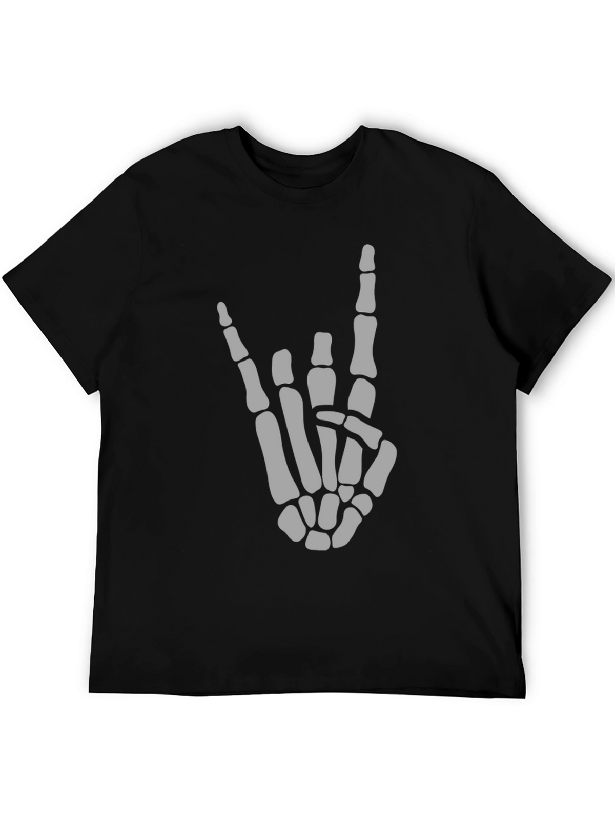 Skeleton Hand Rock On Black T-Shirt