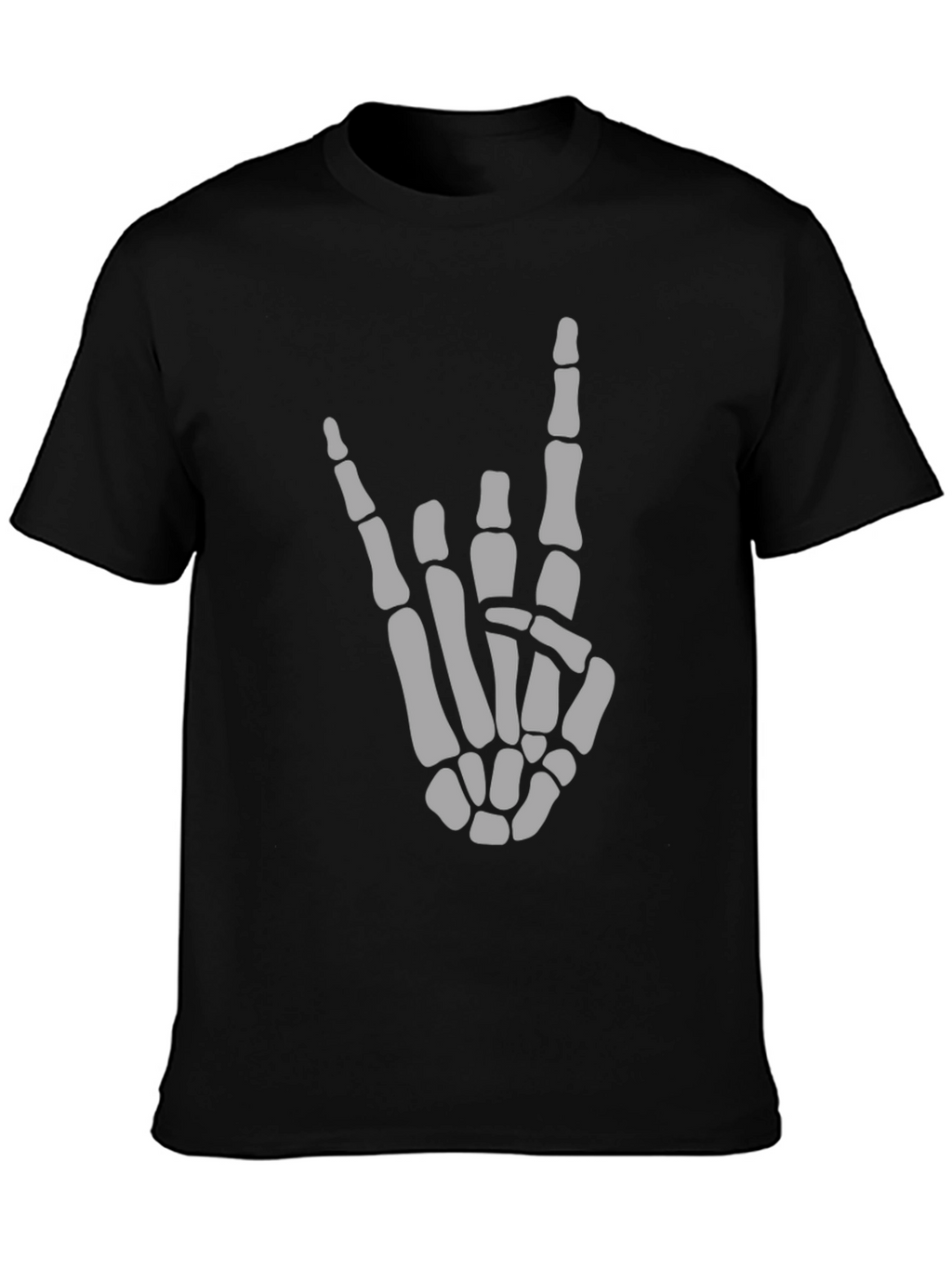 Skeleton Hand Rock On Black T-Shirt