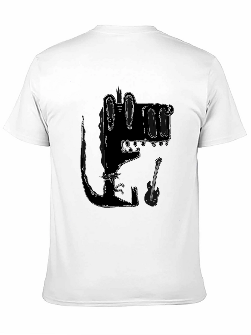 Stylized Crocodile Graphic Tee - Black Cotton