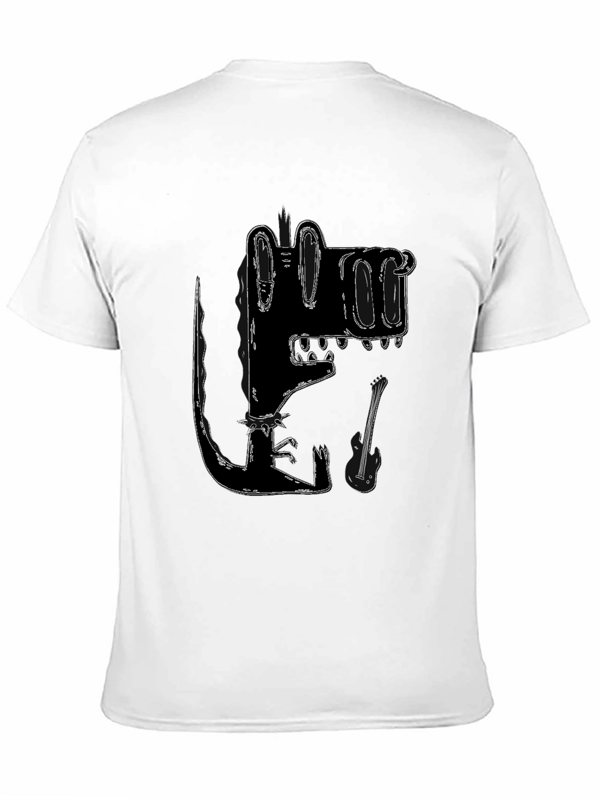 Stylized Crocodile Graphic Tee - Black Cotton