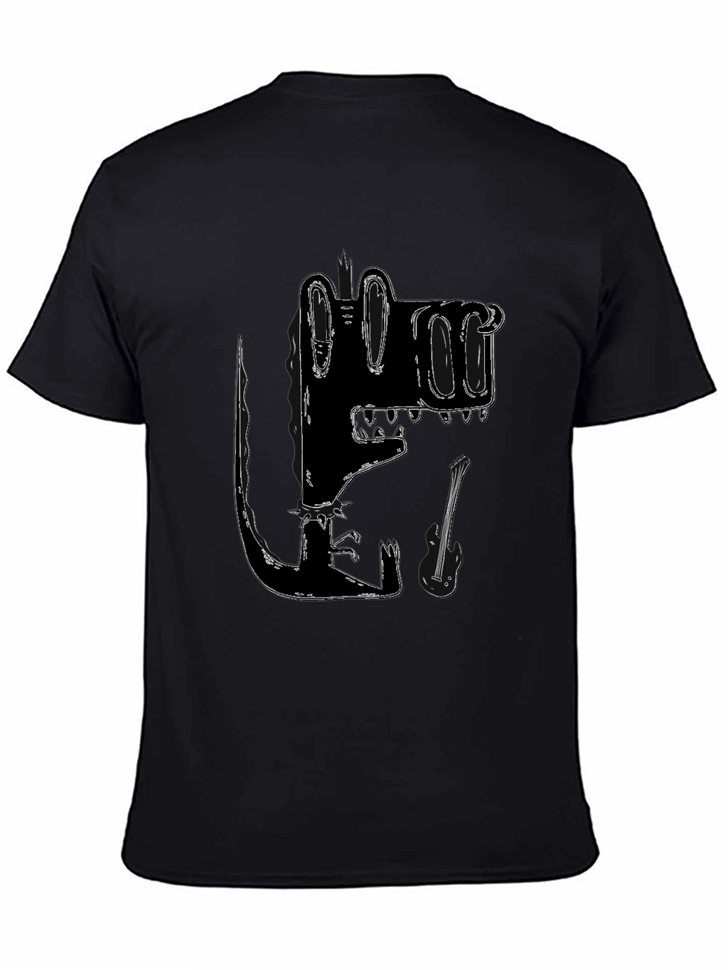 Stylized Crocodile Graphic Tee - Black Cotton