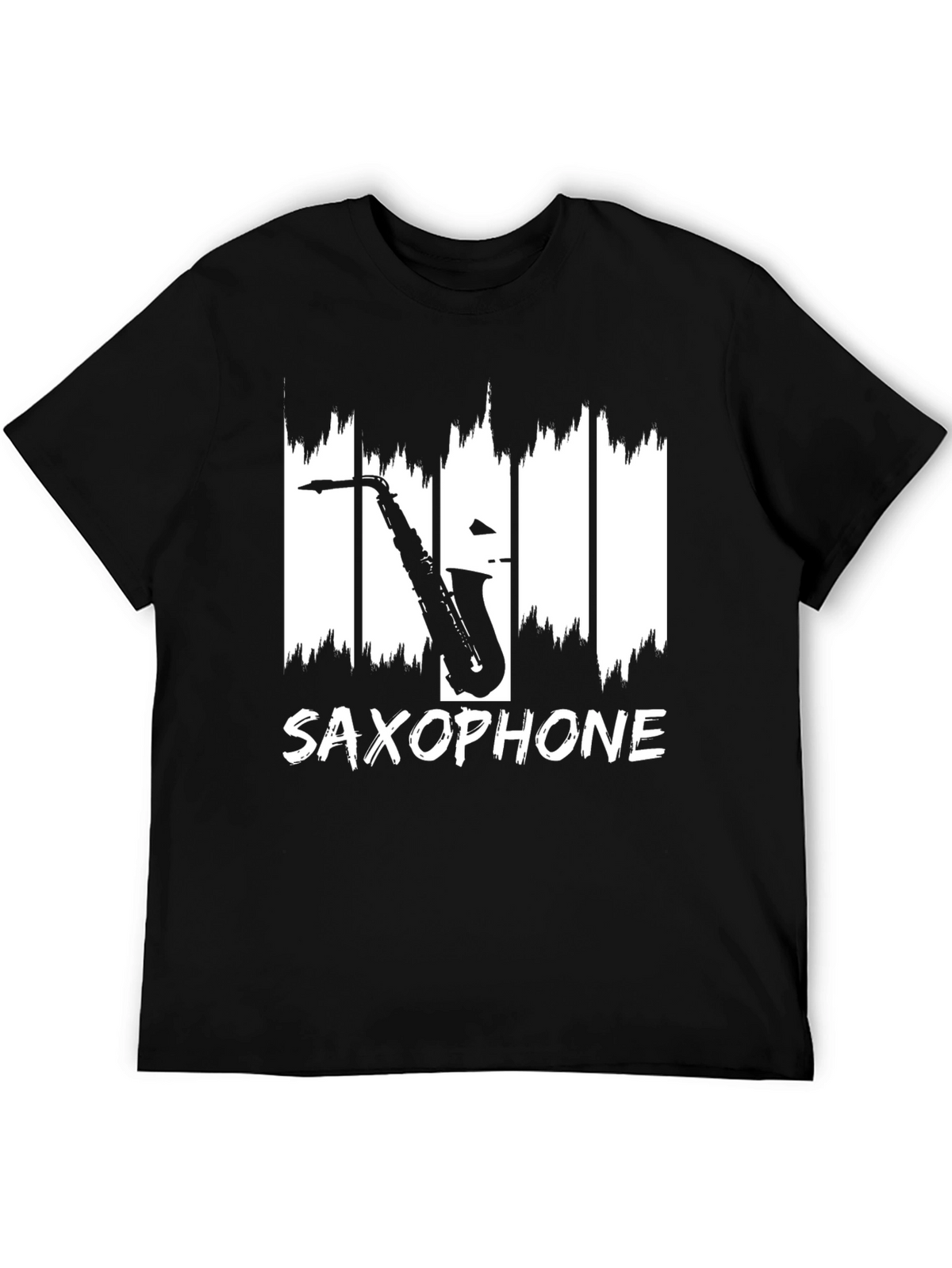 Saxophone Graphic Print Black T-Shirt