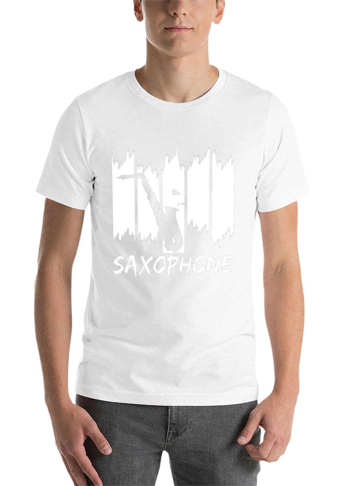 Saxophone Graphic Print Black T-Shirt
