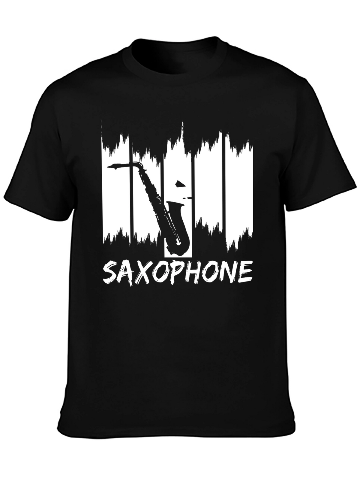 Saxophone Graphic Print Black T-Shirt