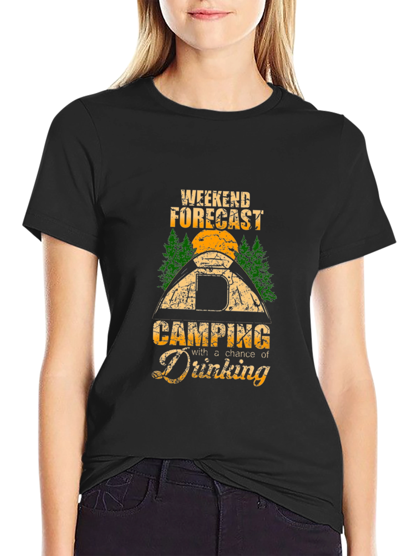 Weekend Forecast Camping Drinking T-Shirt