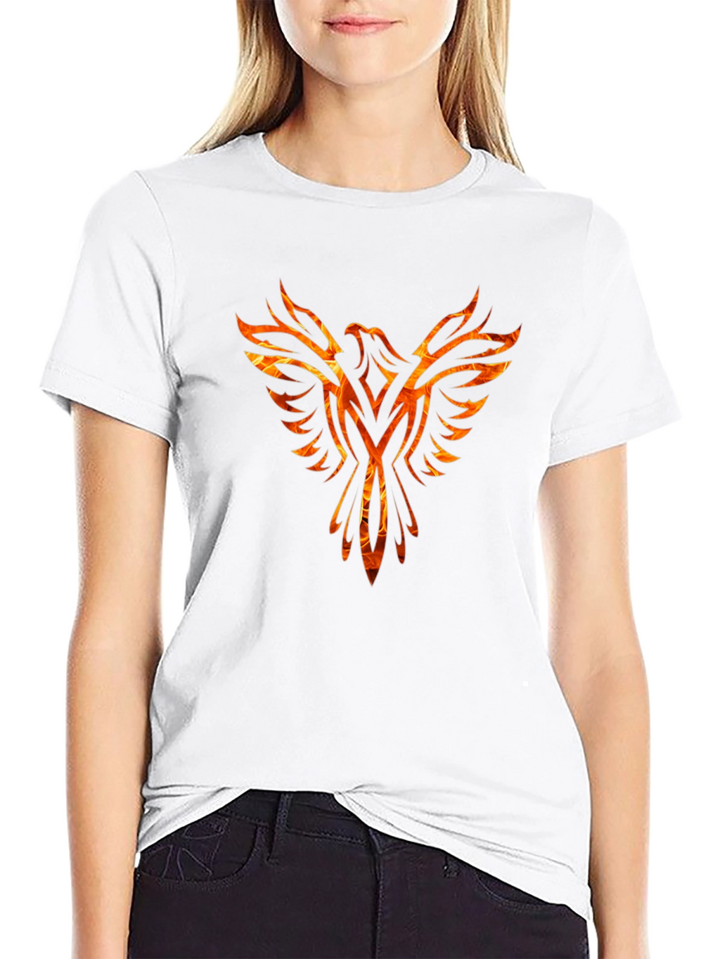 Fiery Phoenix Graphic Black T-Shirt