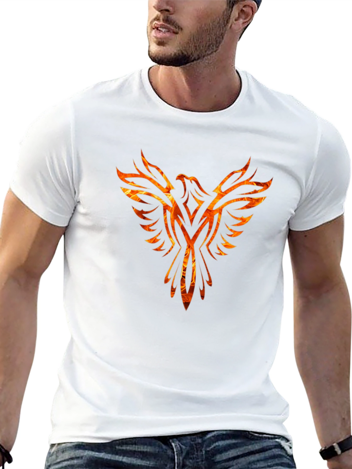 Fiery Phoenix Graphic Black T-Shirt