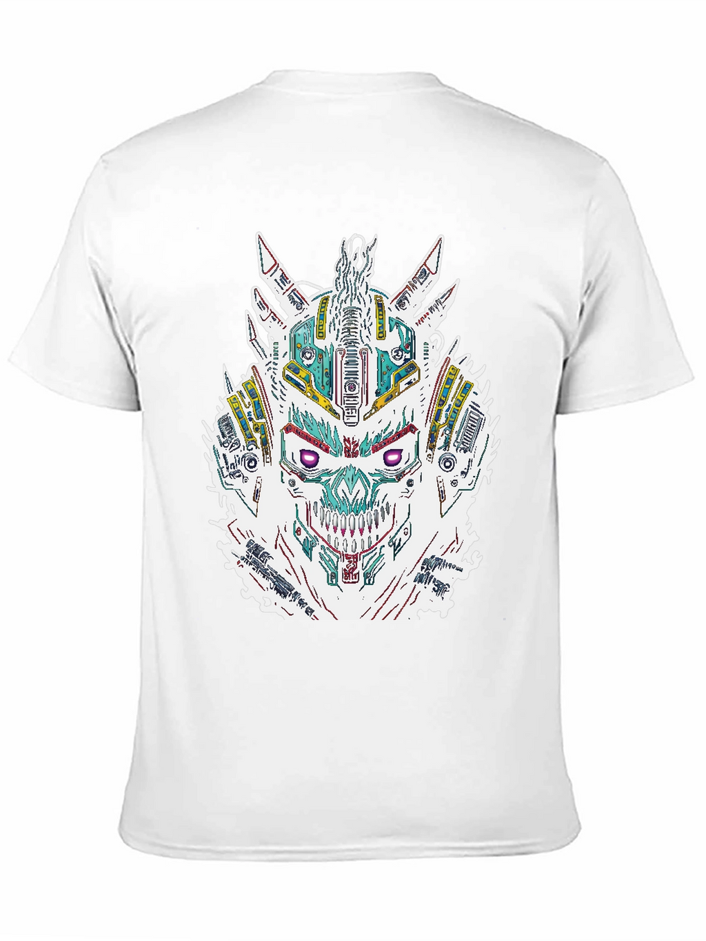 Cyberpunk Skull Graphic Print Black T-Shirt