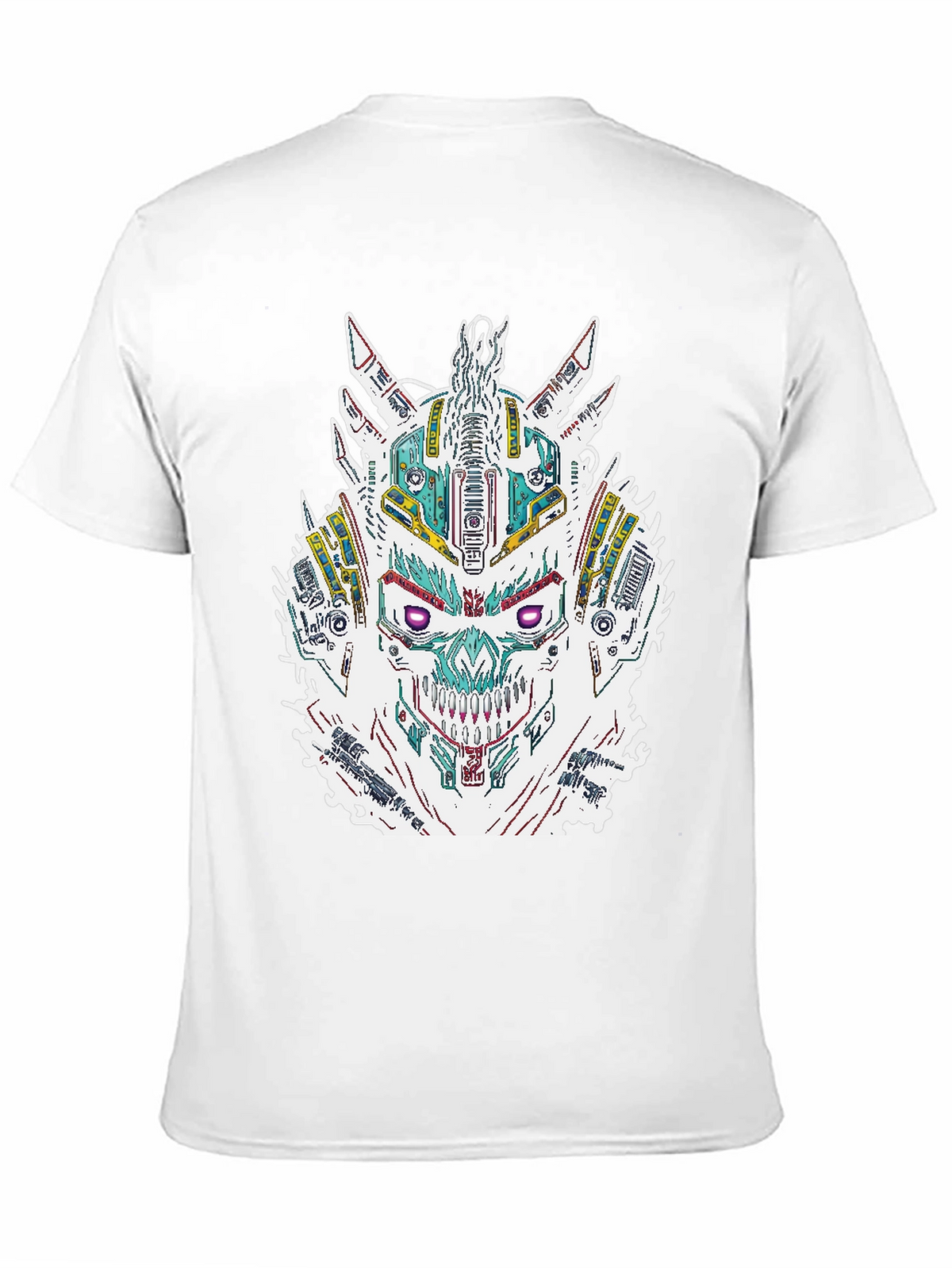 Cyberpunk Skull Graphic Print Black T-Shirt