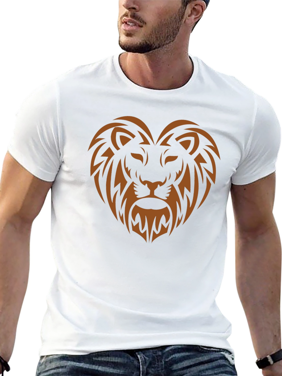 Lion Heart Graphic Tee - Stylish Mens Black T-Shirt