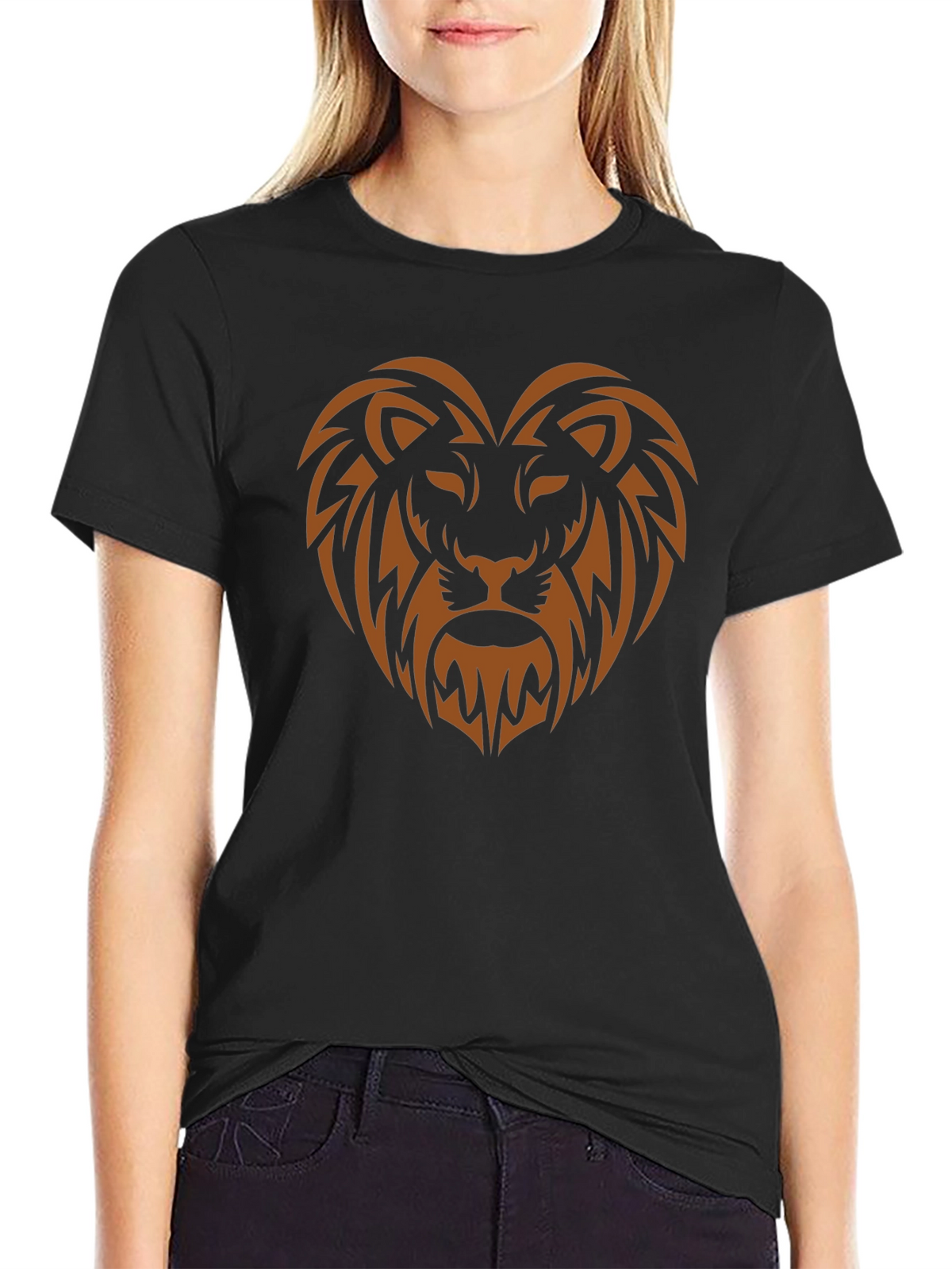 Lion Heart Graphic Tee - Stylish Mens Black T-Shirt