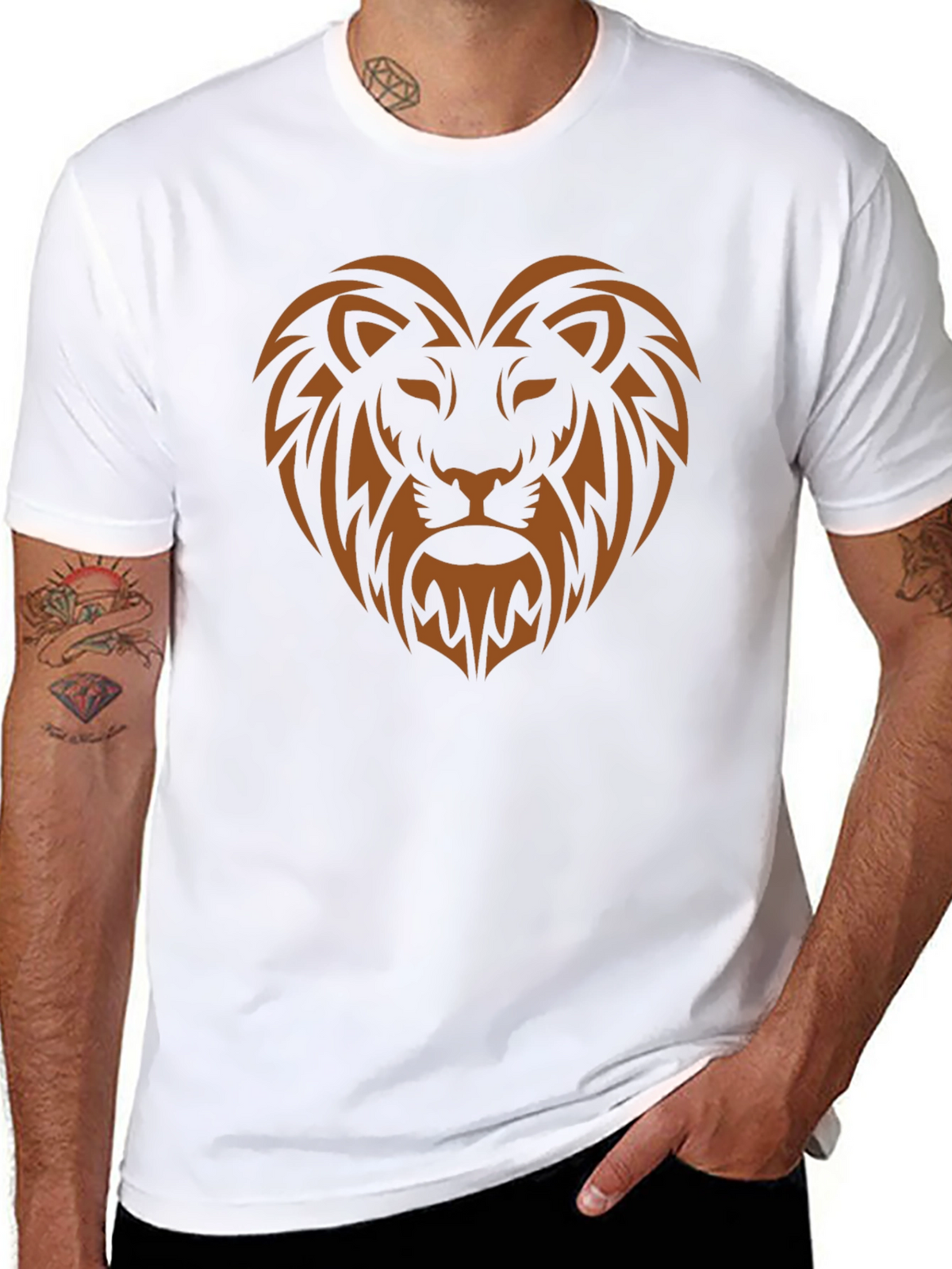 Lion Heart Graphic Tee - Stylish Mens Black T-Shirt