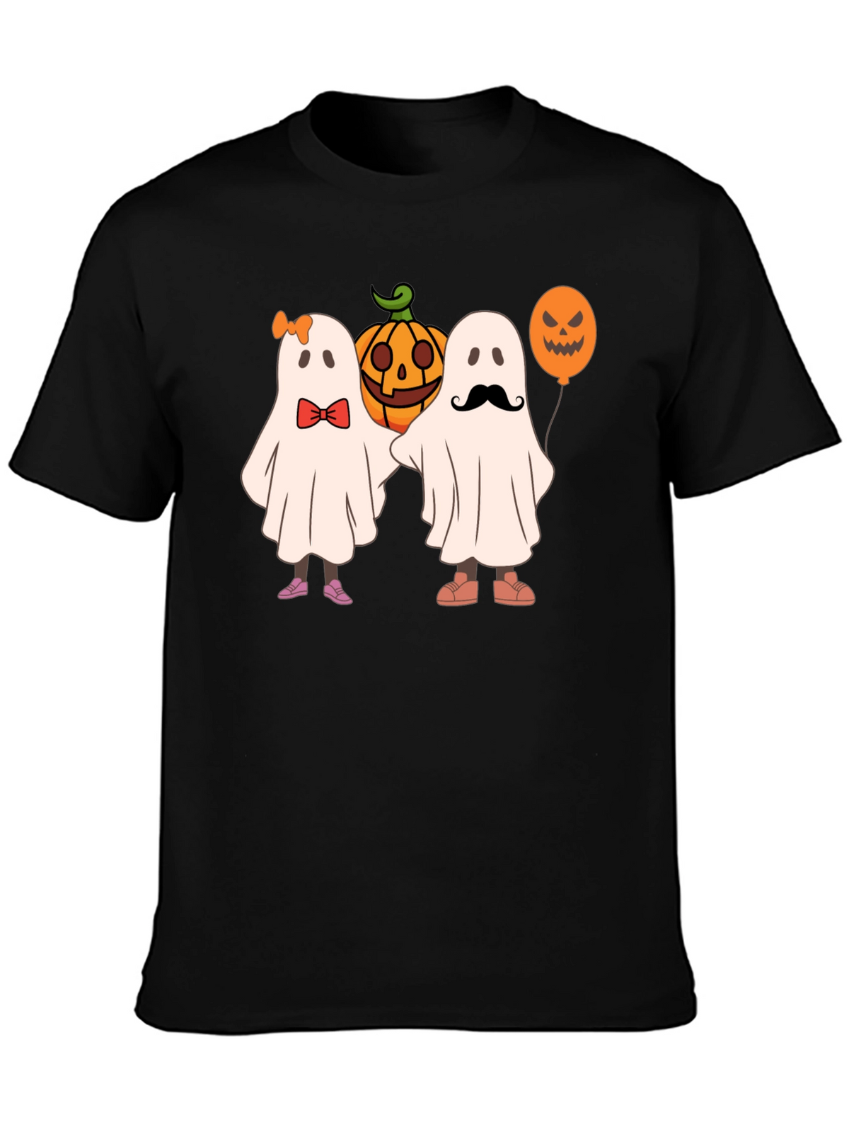 Halloween Ghost & Pumpkin Graphic T-Shirt