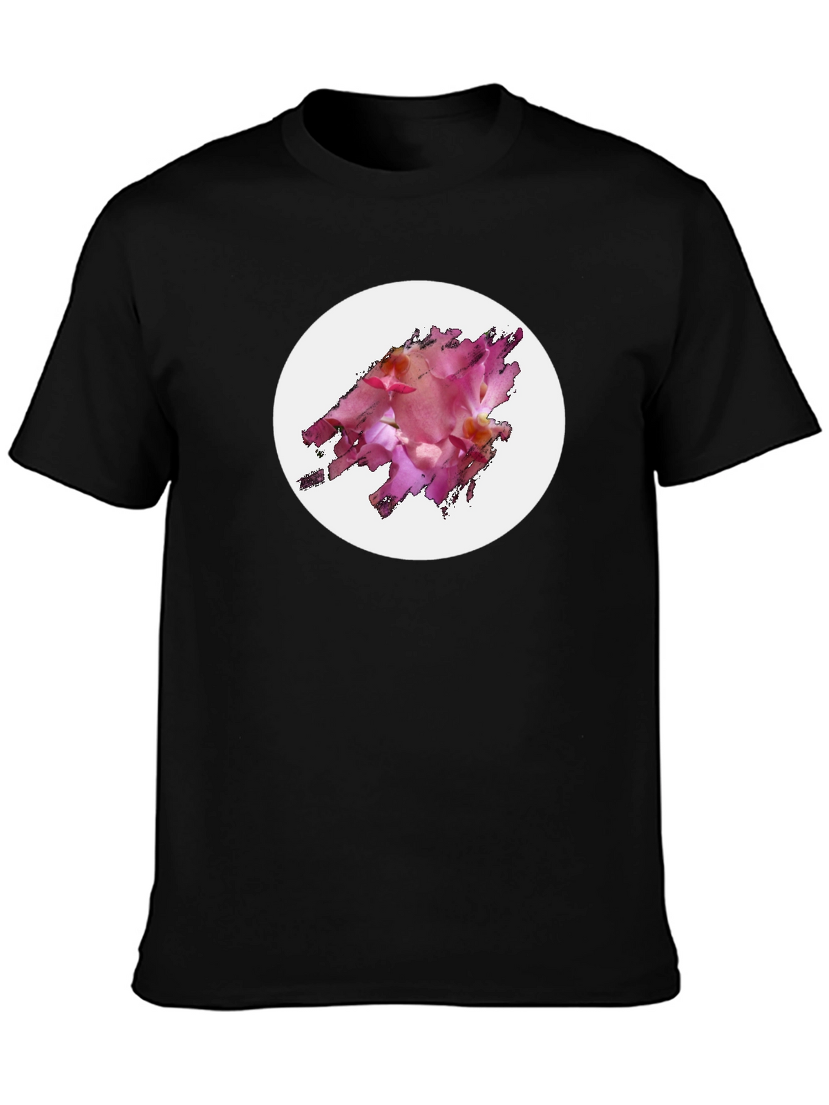 Black T-Shirt with Floral Graphic Design