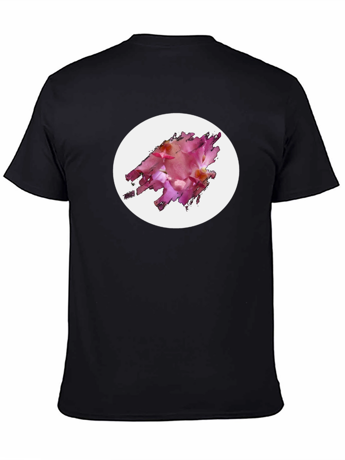 Black T-Shirt with Floral Graphic Design