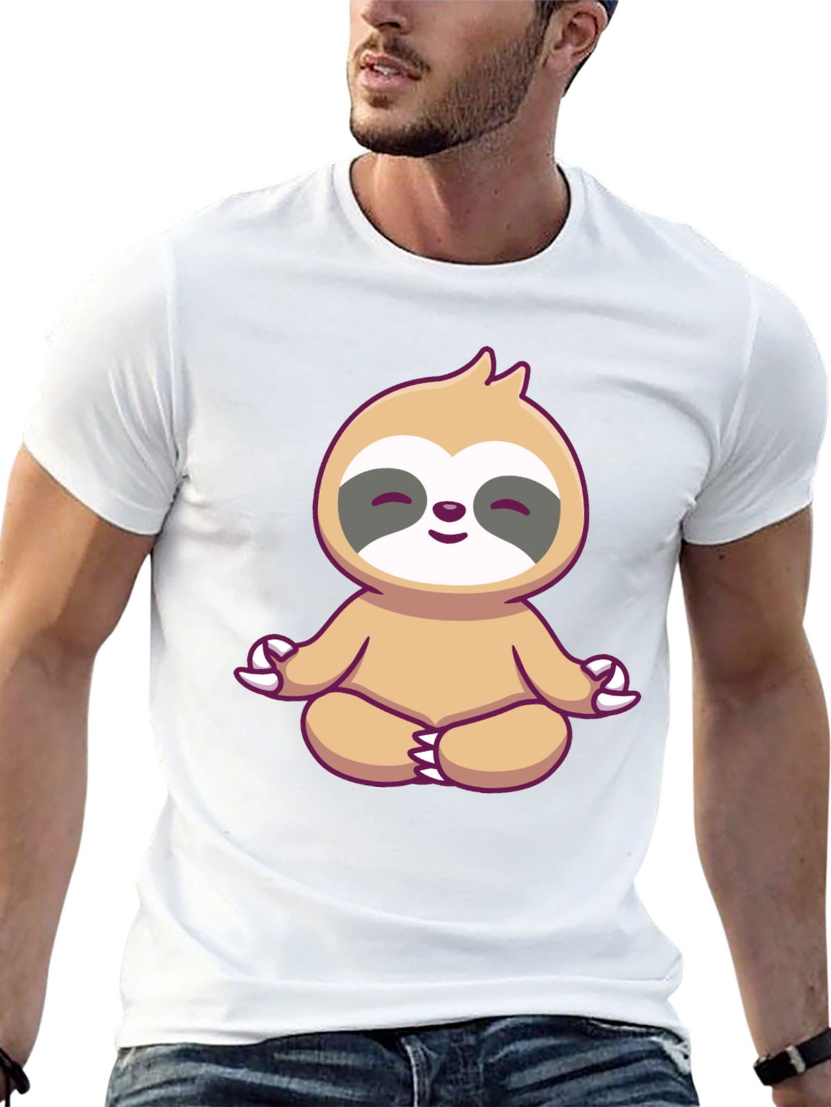 Zen Sloth Graphic Tee - Black Cotton T-Shirt